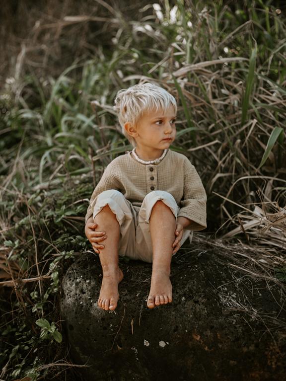 The Muslin Henley - Sand Clothing The Simple Folk   