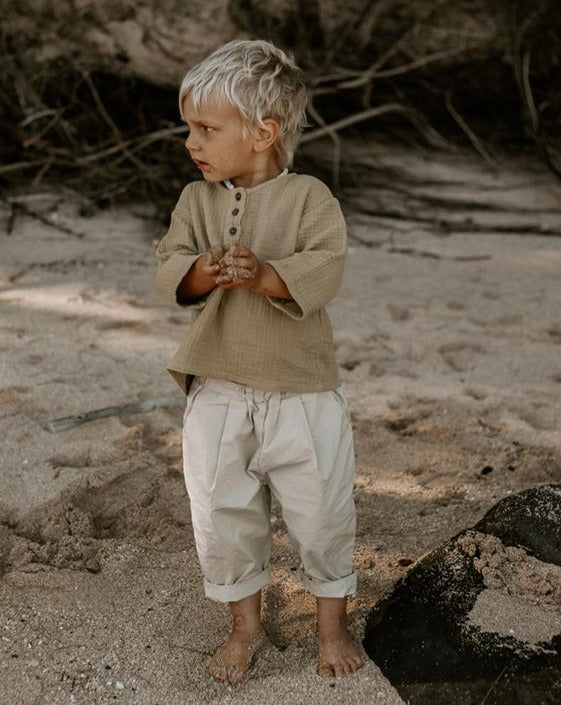 The Muslin Henley - Sand Clothing The Simple Folk   