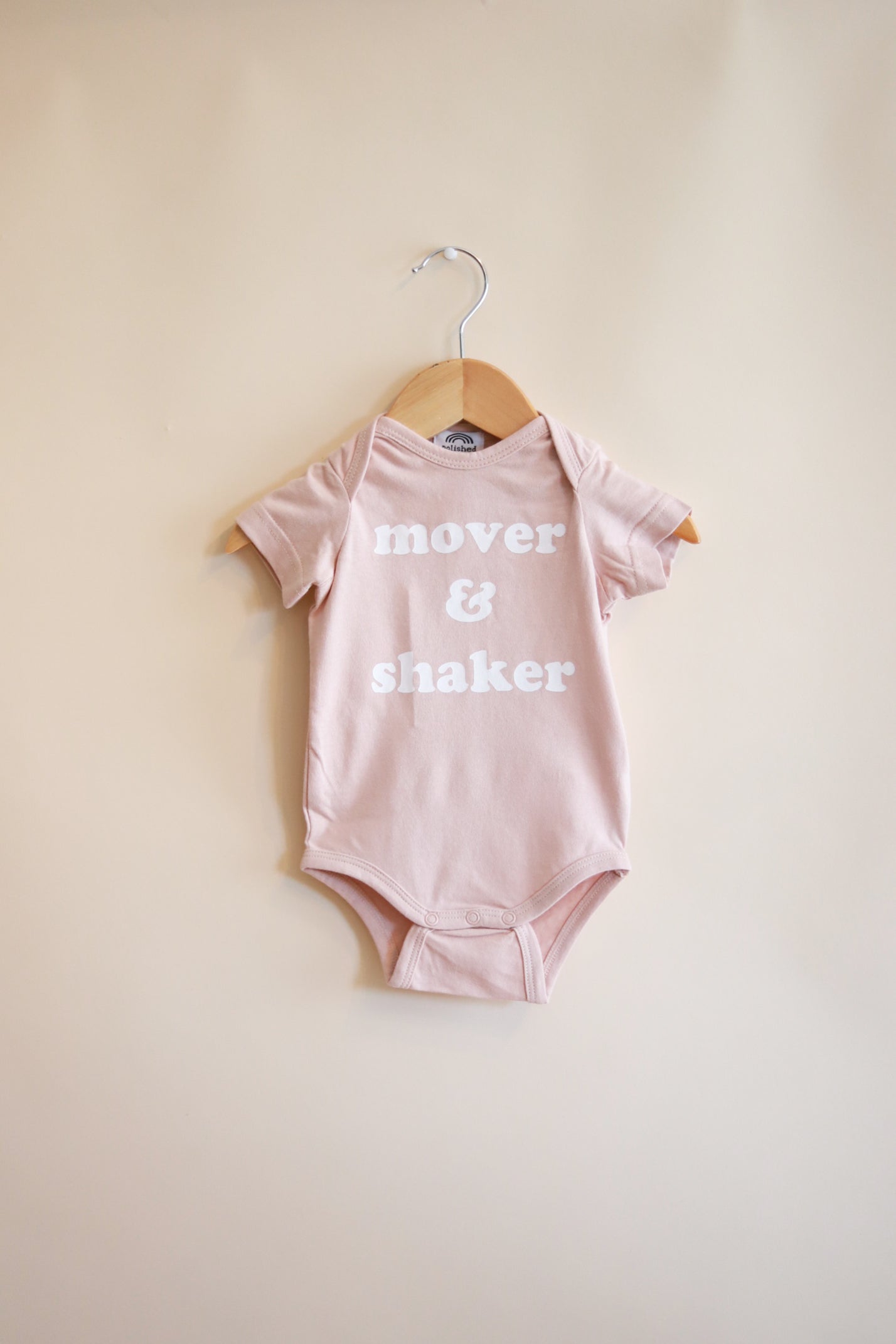 Mover & Shaker Organic Cotton Baby Bodysuit Baby Bodysuit Polished Prints 3mo (NB) Rose Dust 