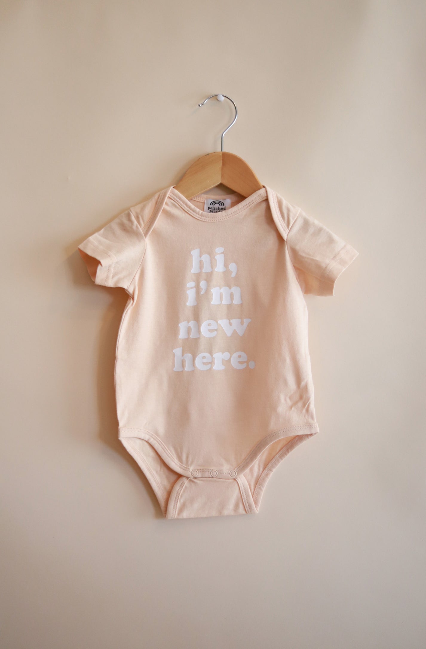 Hi, I'm New Here Organic Cotton Baby Bodysuit Baby Bodysuit Polished Prints   