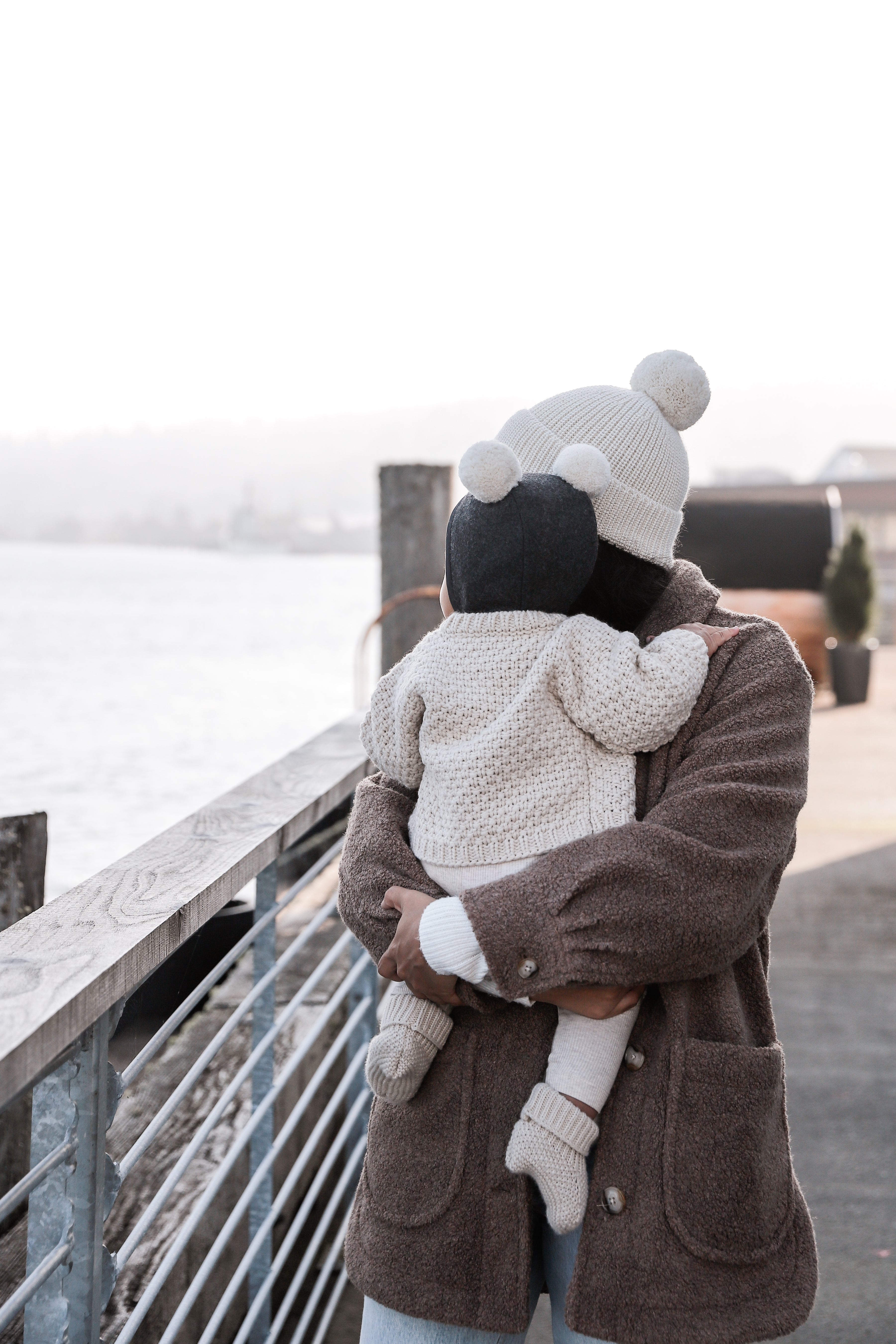 Charcoal Double Pom Bonnet Cotton-Lined Bonnets Briar Baby®   