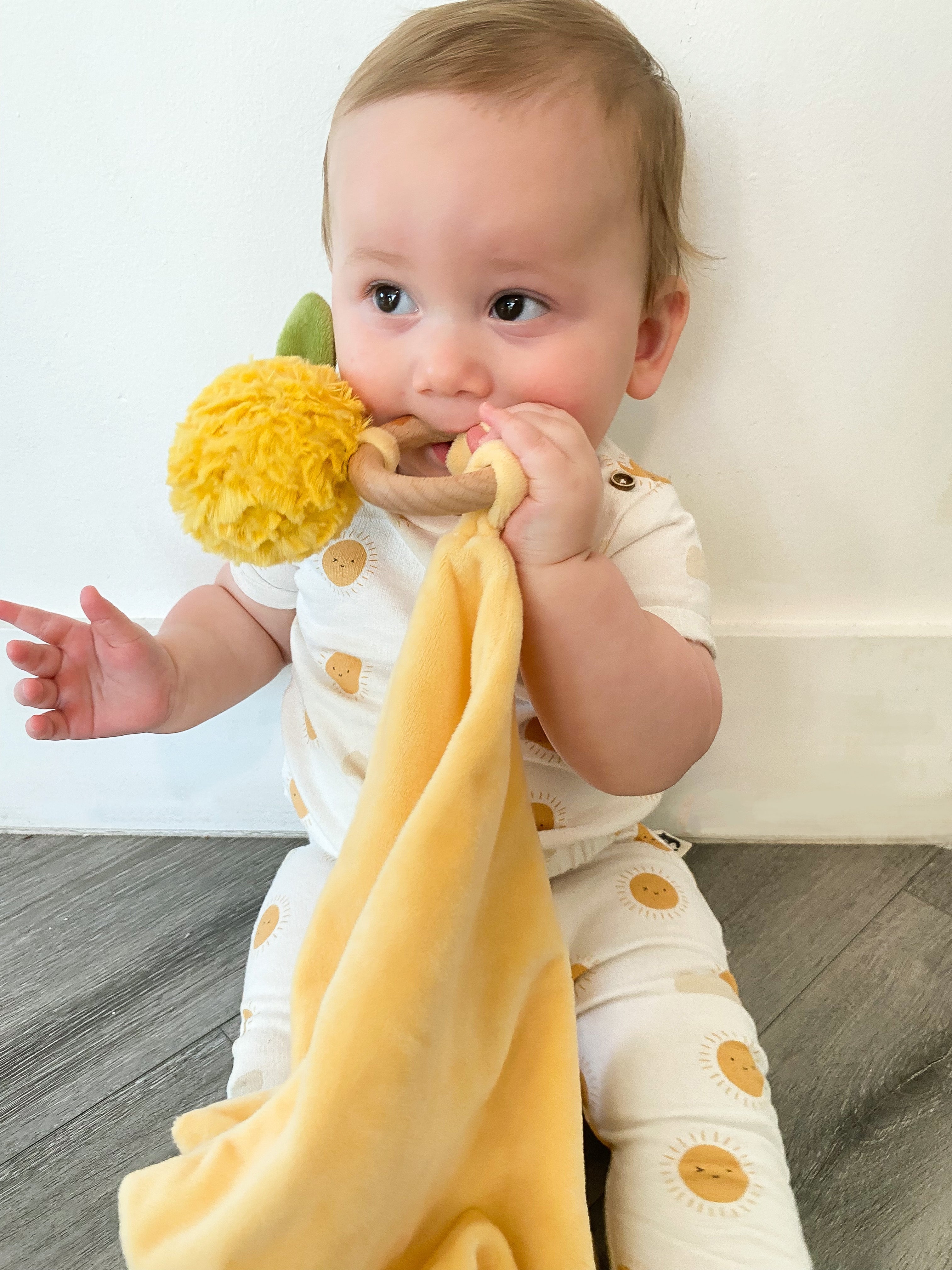 PINA PINEAPPLE WOOD TEETHER SECURITY BLANKIE Security Blankie MON AMI   