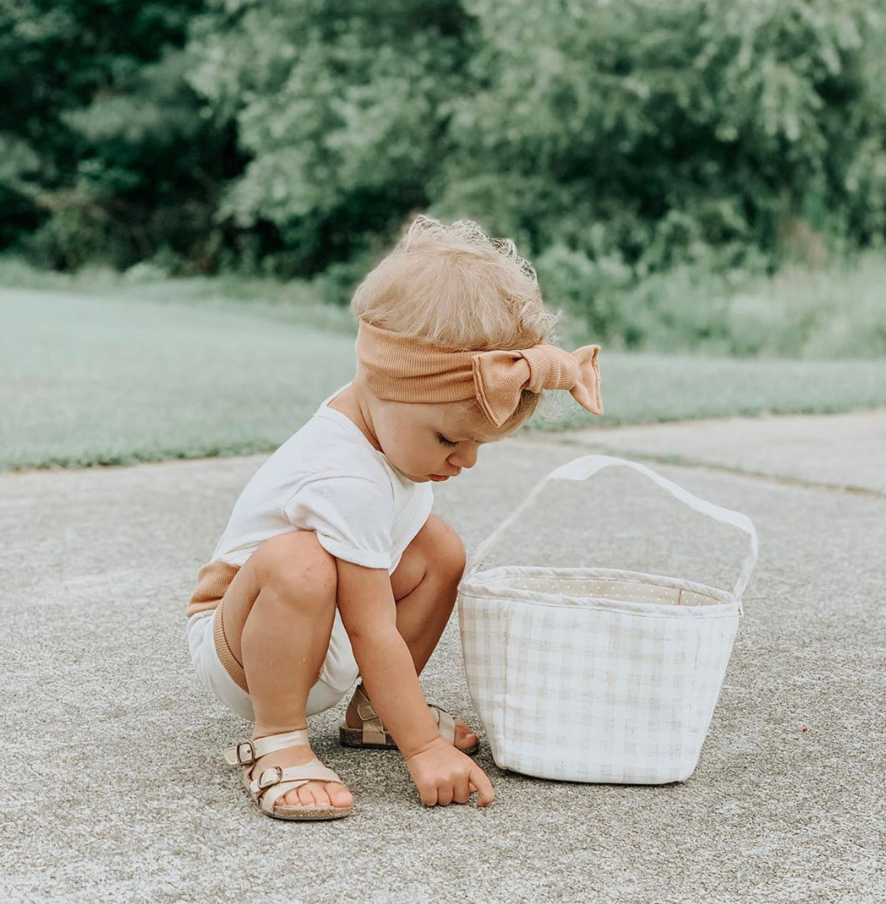 Tan Fabric Basket / Storage Caddy Storage Bin MON AMI   