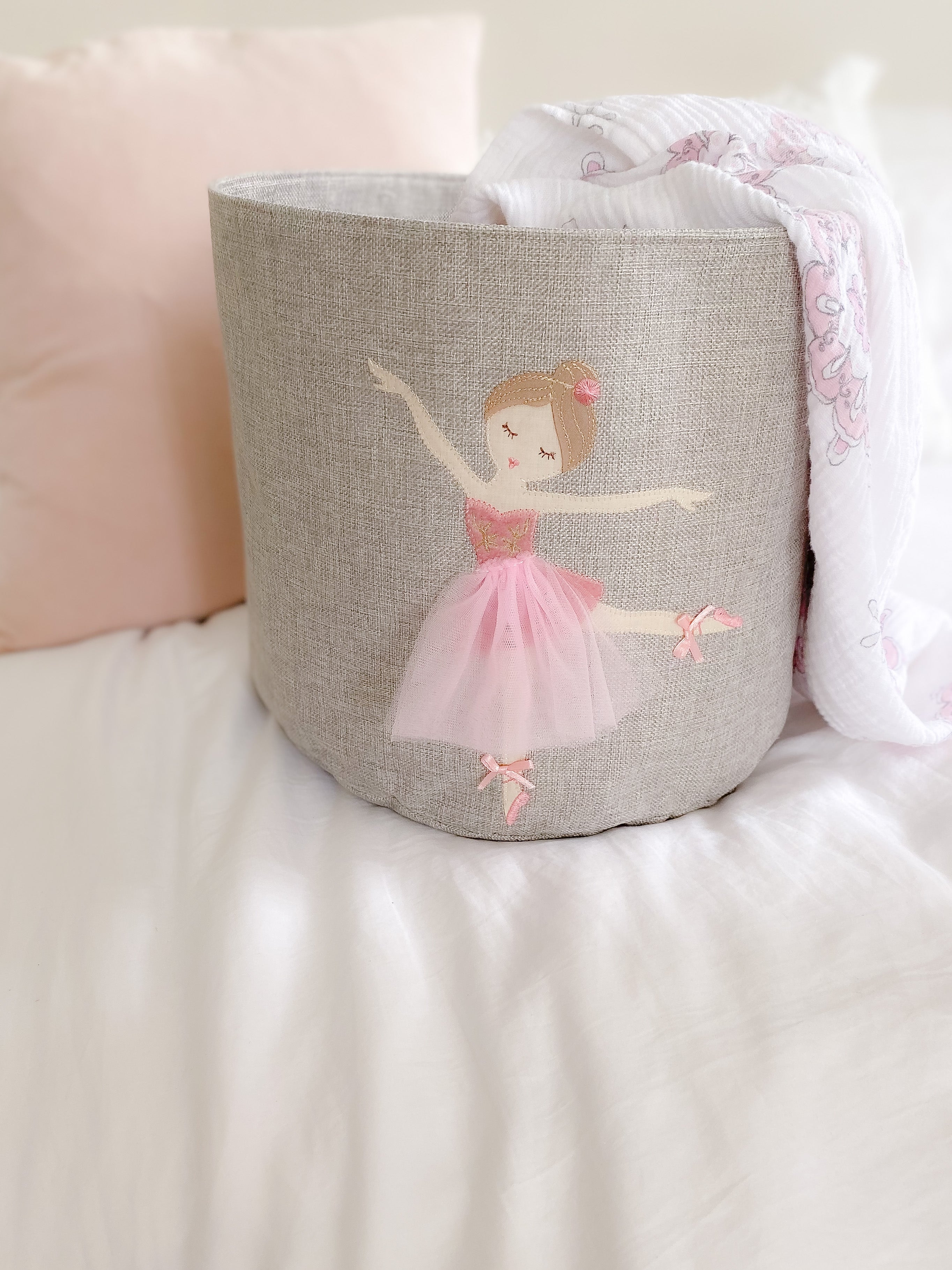 BALLERINA LINEN TOY BIN Storage Bin MON AMI   