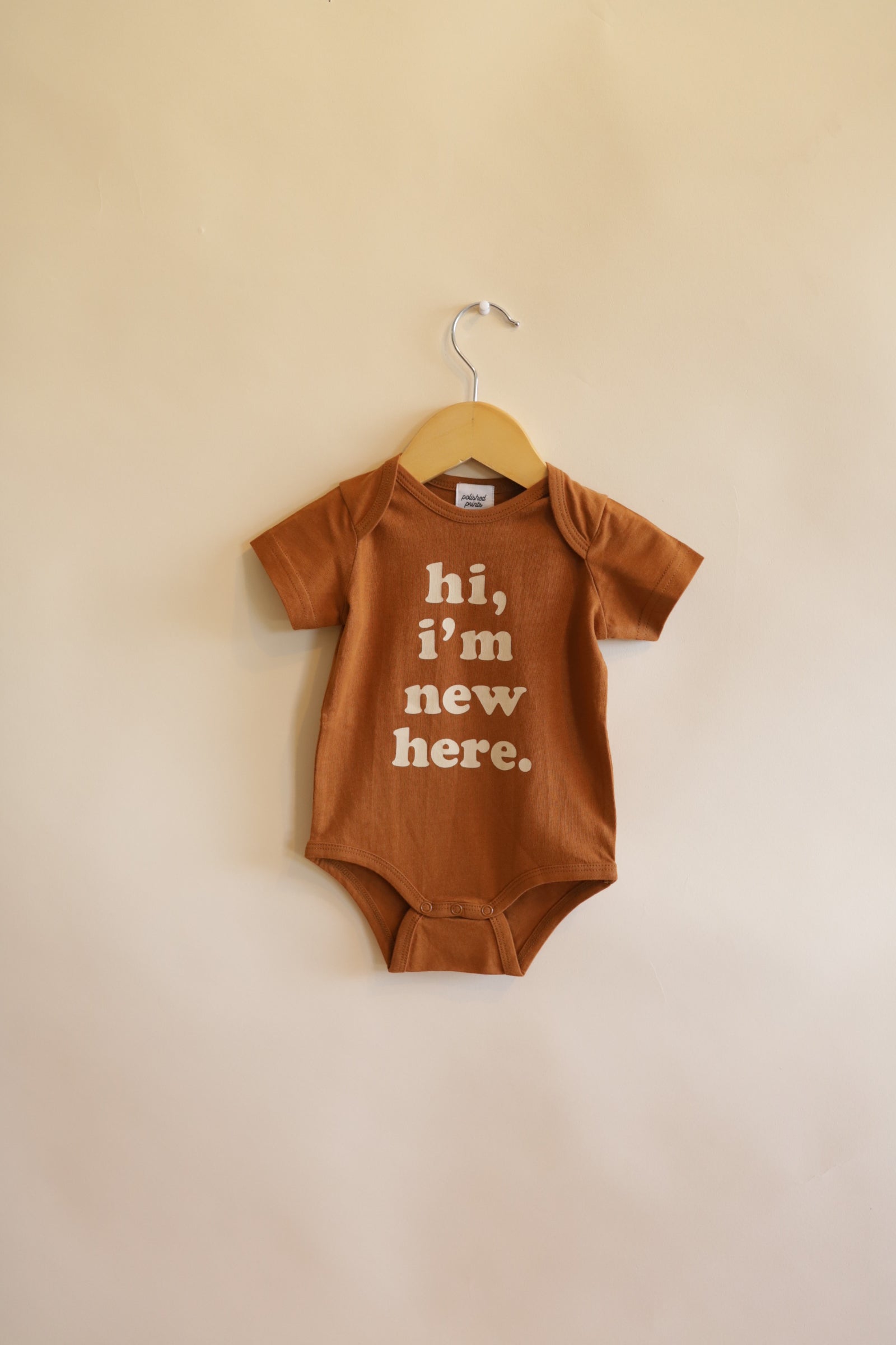 Hi, I'm New Here Organic Cotton Baby Bodysuit Baby Bodysuit Polished Prints   