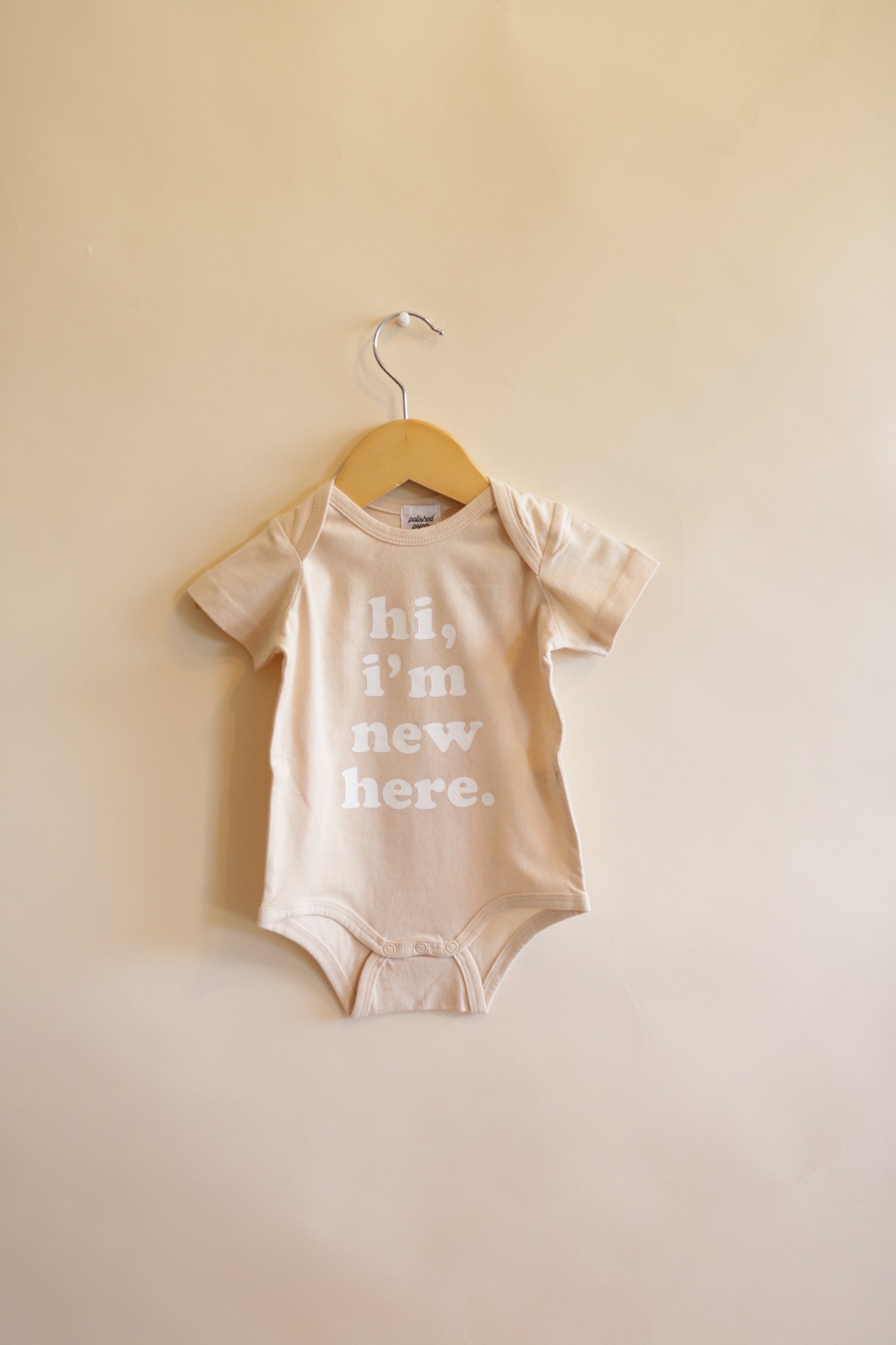 Hi, I'm New Here Organic Cotton Baby Bodysuit Baby Bodysuit Polished Prints   