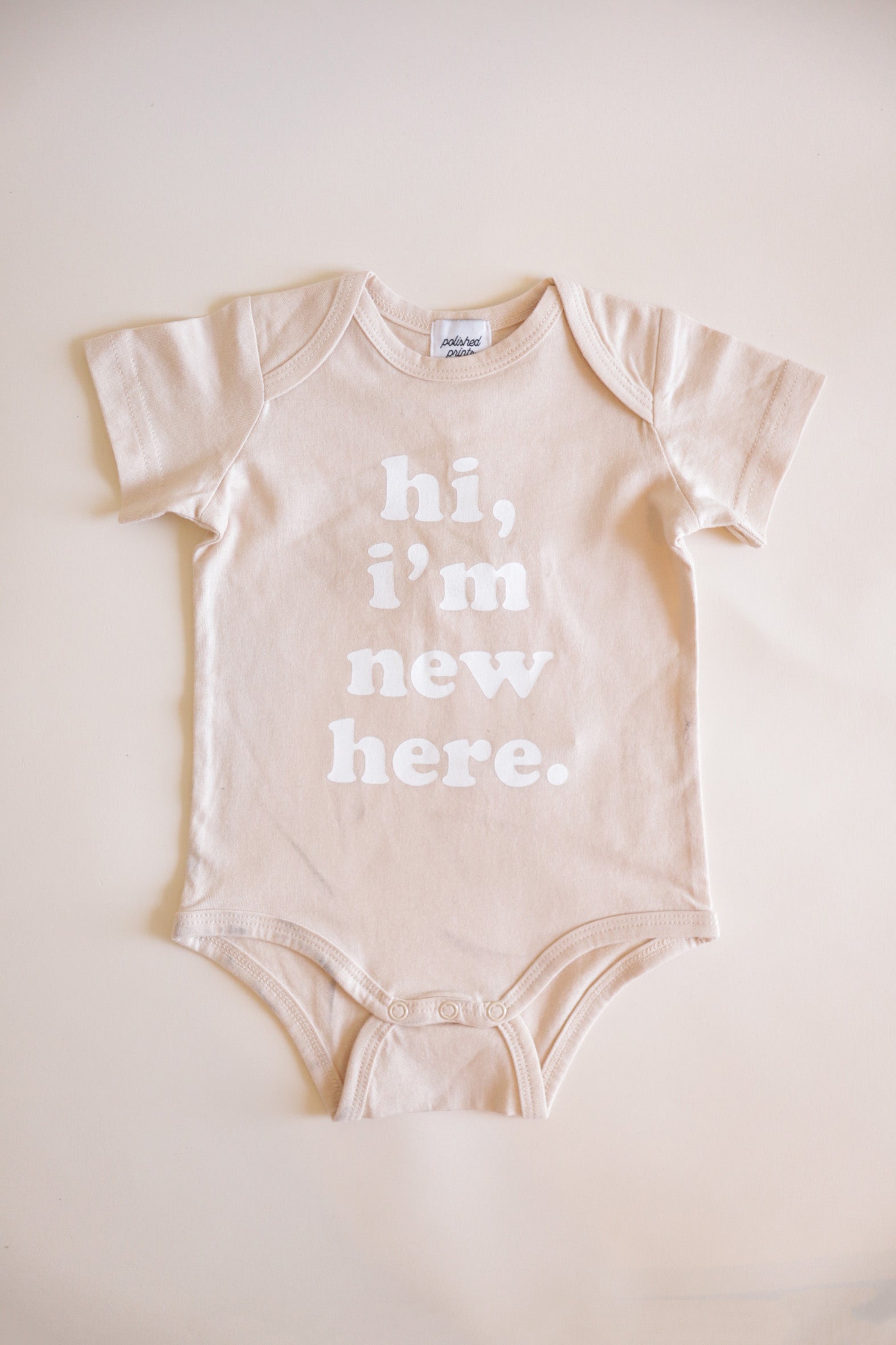 Hi, I'm New Here Organic Cotton Baby Bodysuit Baby Bodysuit Polished Prints   