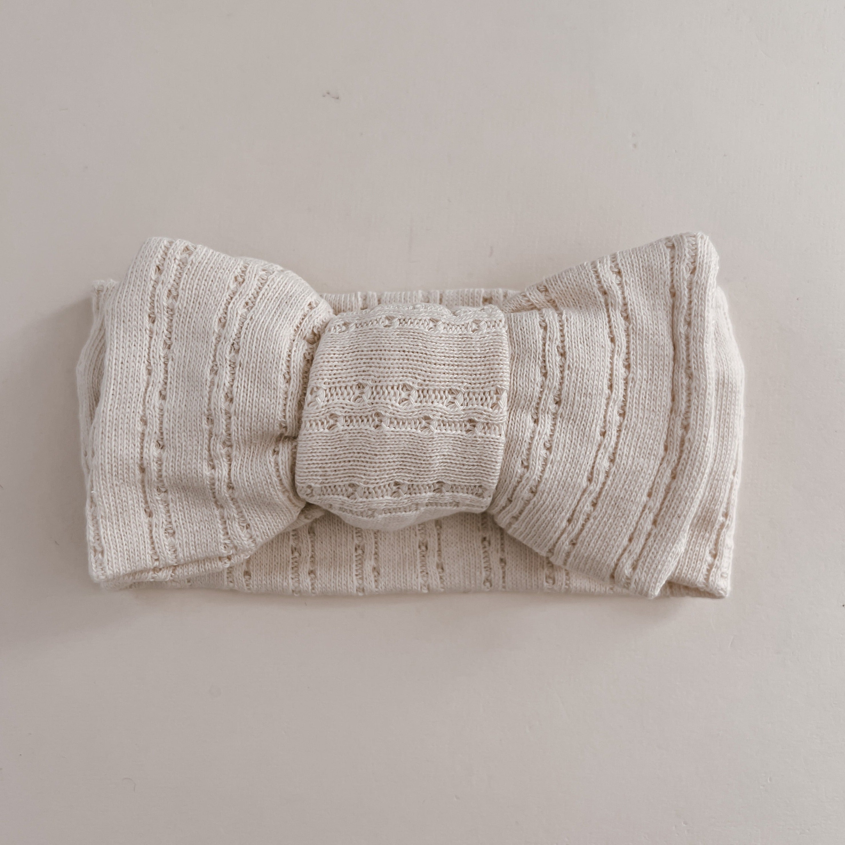 Luna + Luca Pointelle Bow Headband - Cream  Luna + Luca   