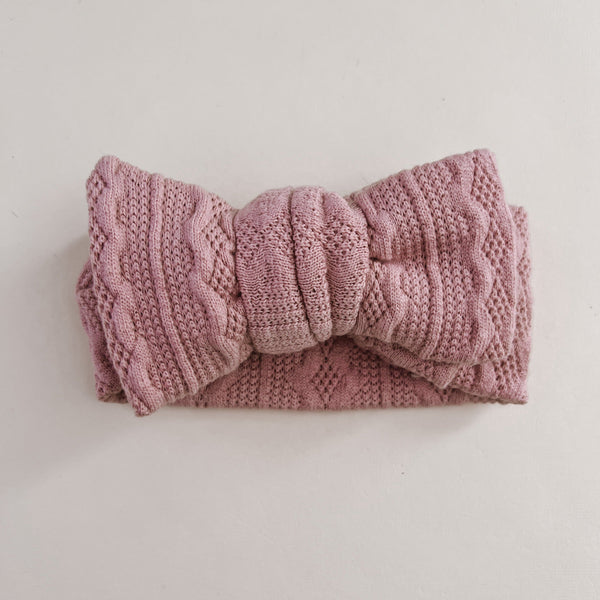 Luna + Luca Knit Bow Headband - Pink