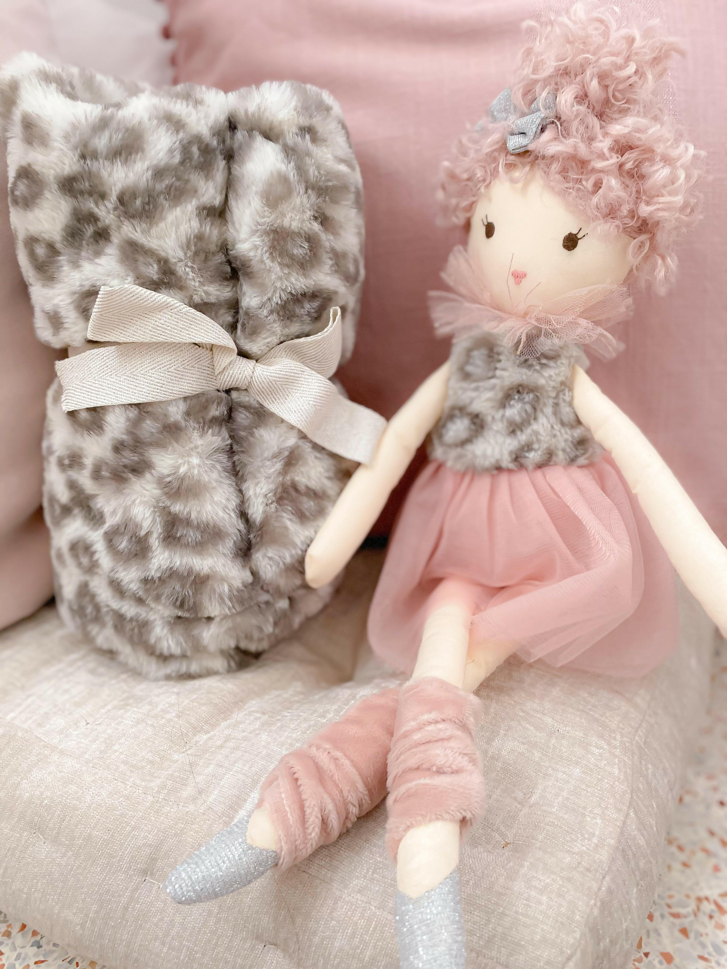 GRAY LEOPARD FAUX FUR BABY BLANKET Blanket MON AMI   