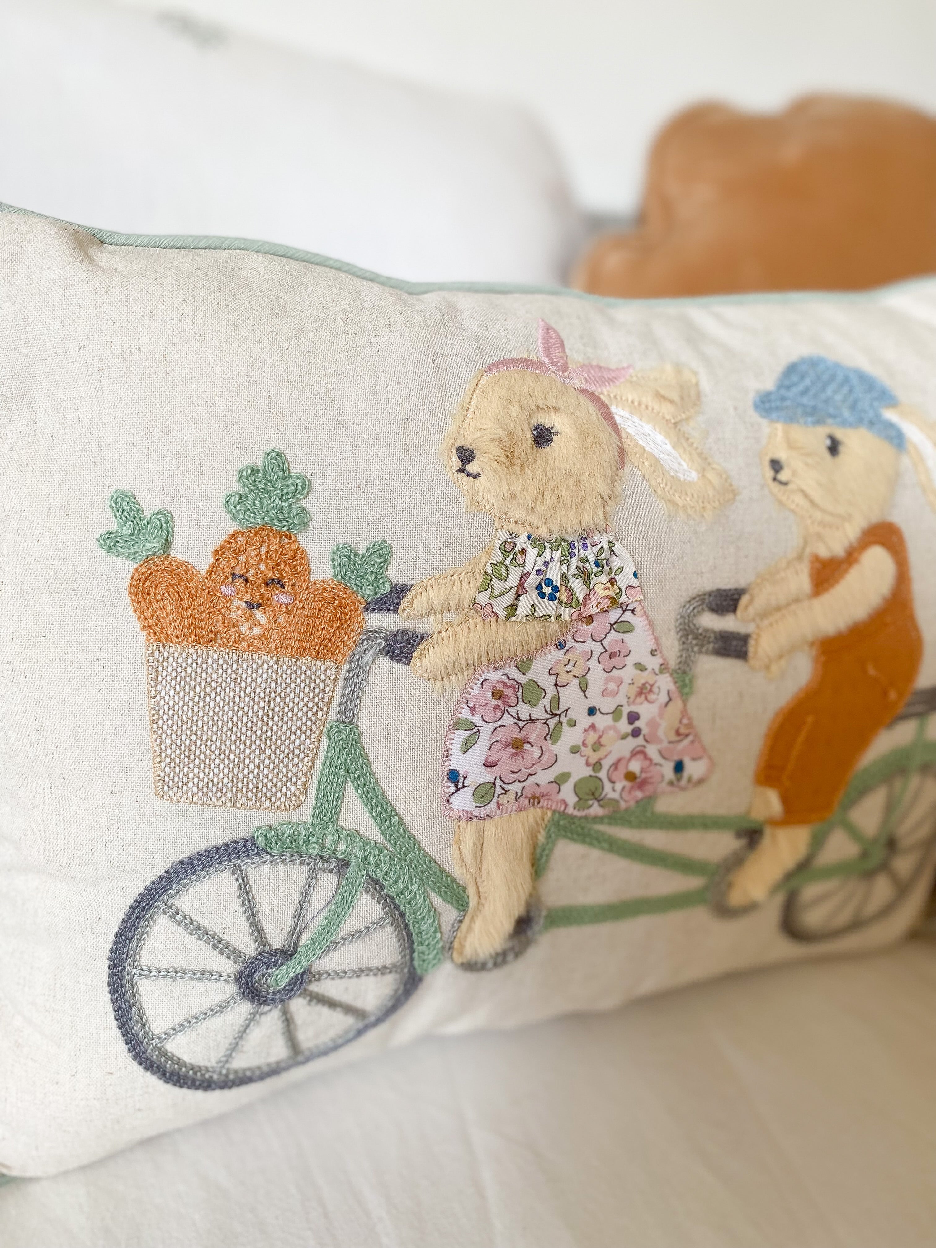 BUNNY BIKE RIDE LUMBAR PILLOW Pillow MON AMI   