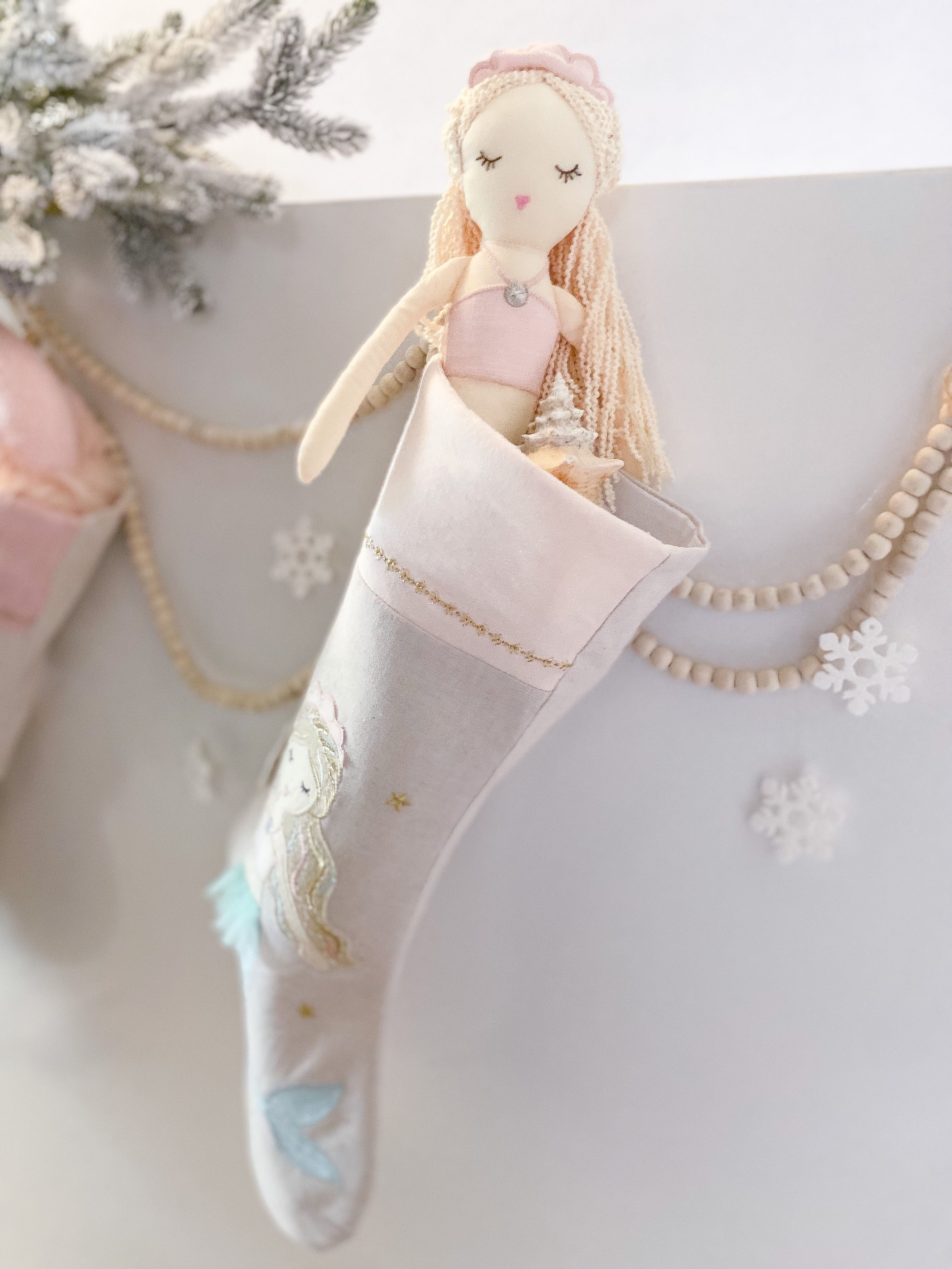 'MIMI' MERMAID LINEN CHRISTMAS STOCKING Stocking MON AMI   