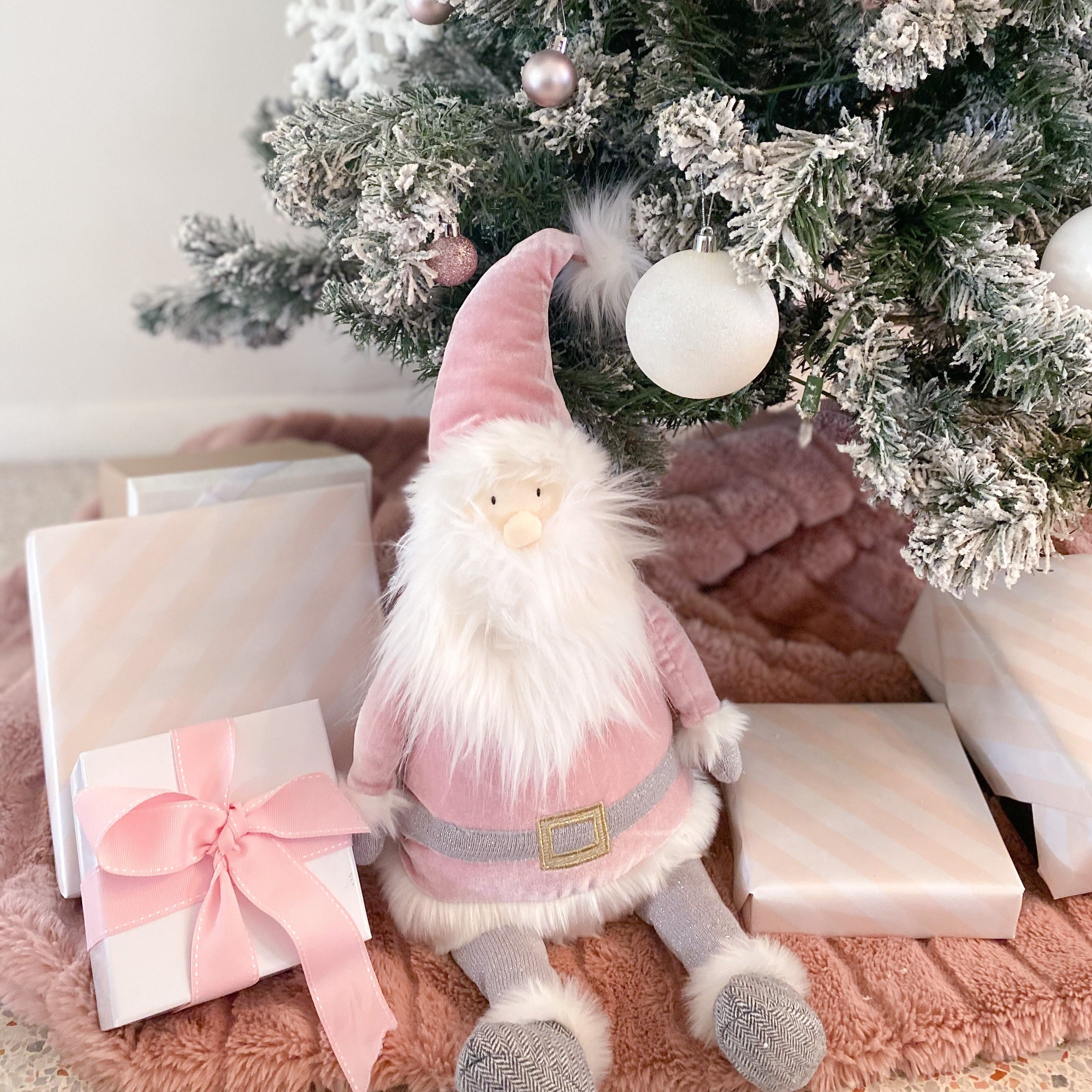 PINK SANTA PLUSH TOY SHELF SITTER Doll MON AMI   