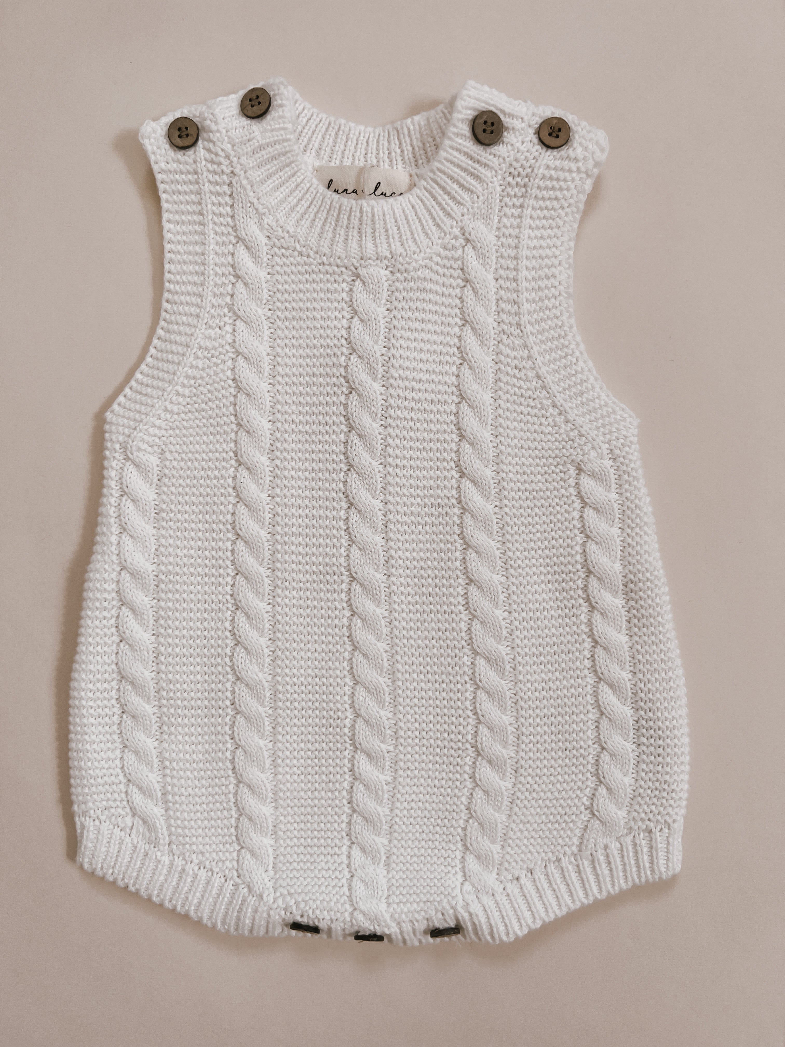 Luna + Luca Cable Knit Summer Romper - White  Luna + Luca   