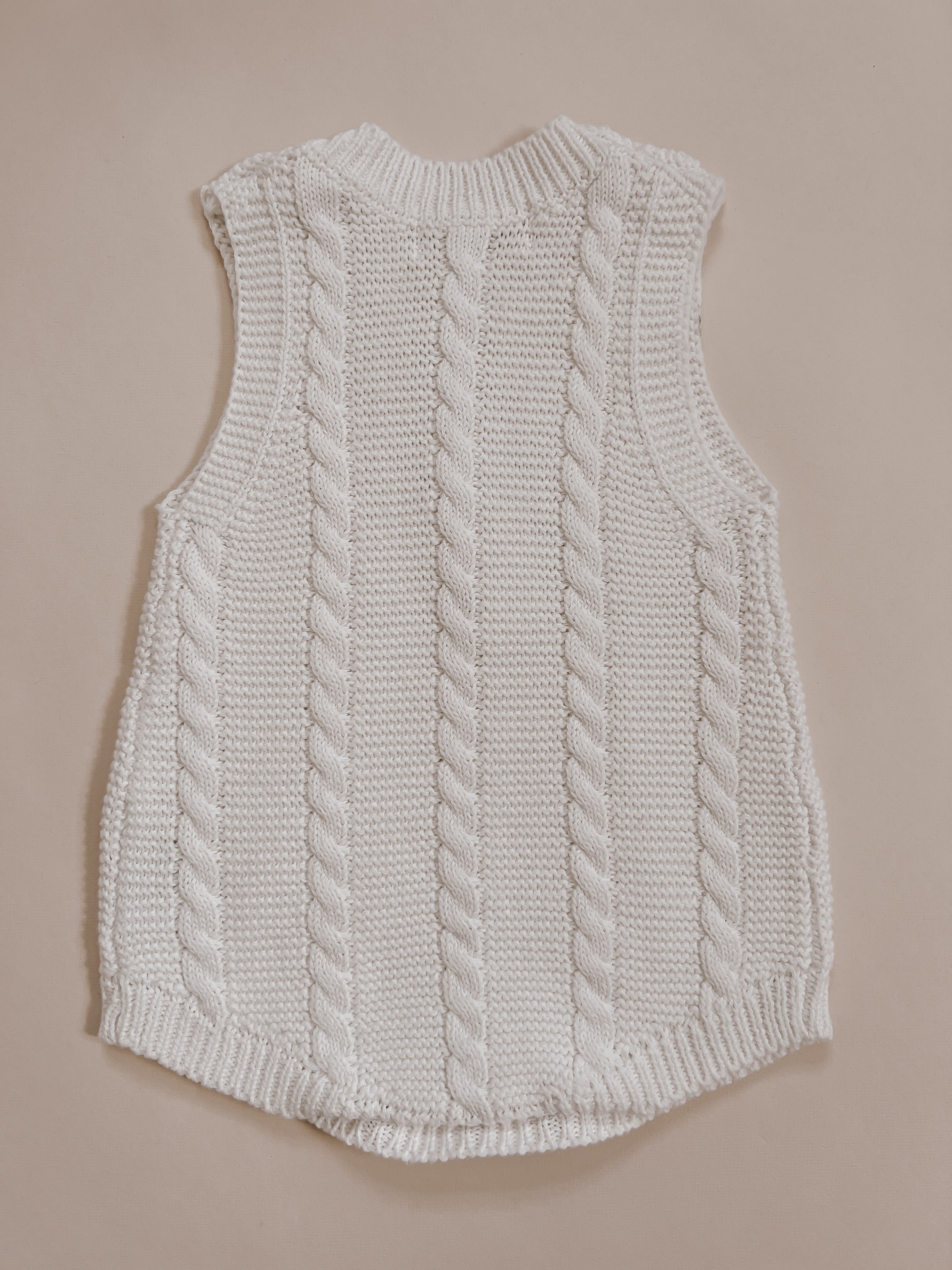 Luna + Luca Cable Knit Summer Romper - White  Luna + Luca   