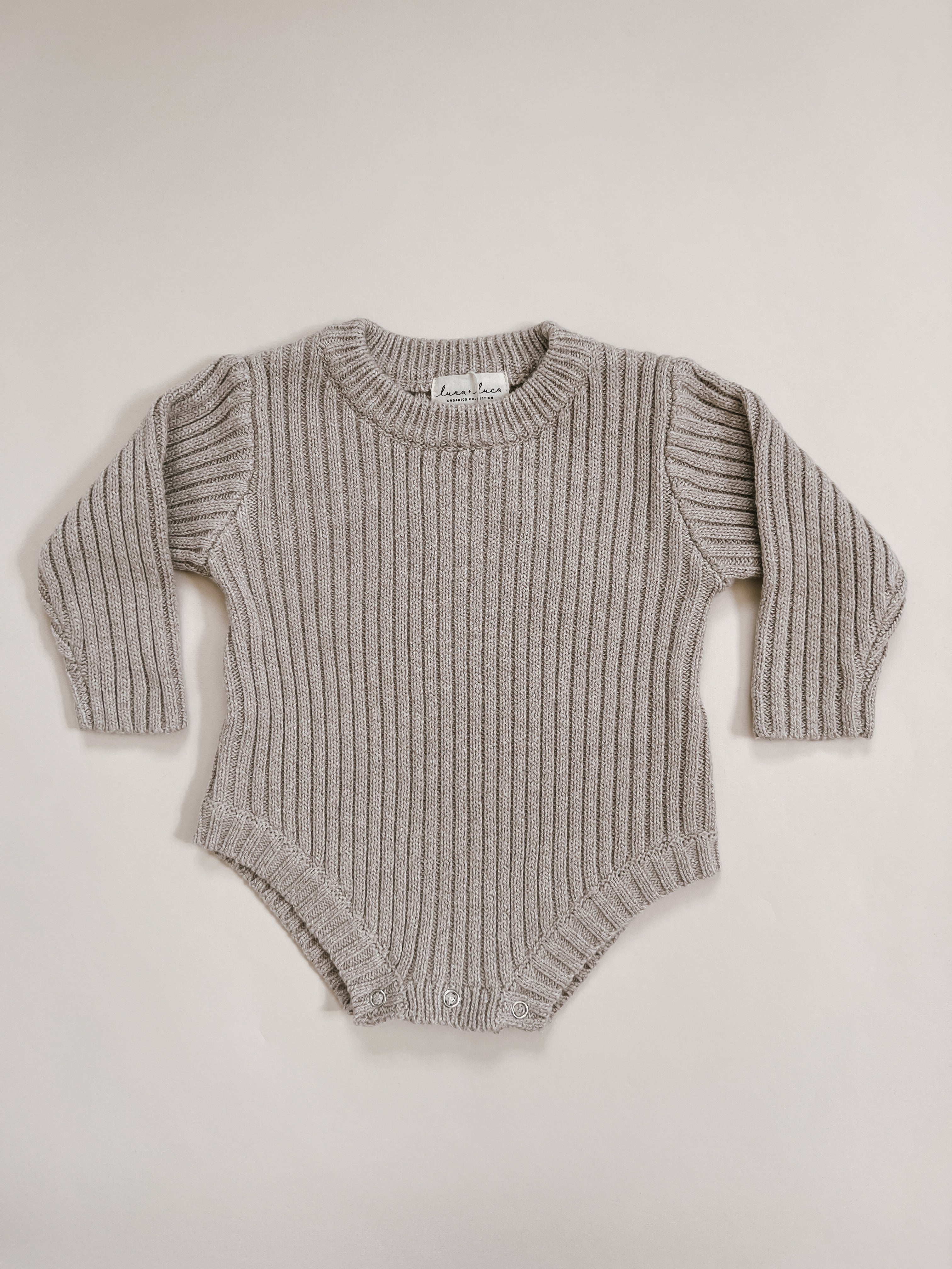 Luna + Luca Chunky Rib Romper - Heather Beige  Luna + Luca   