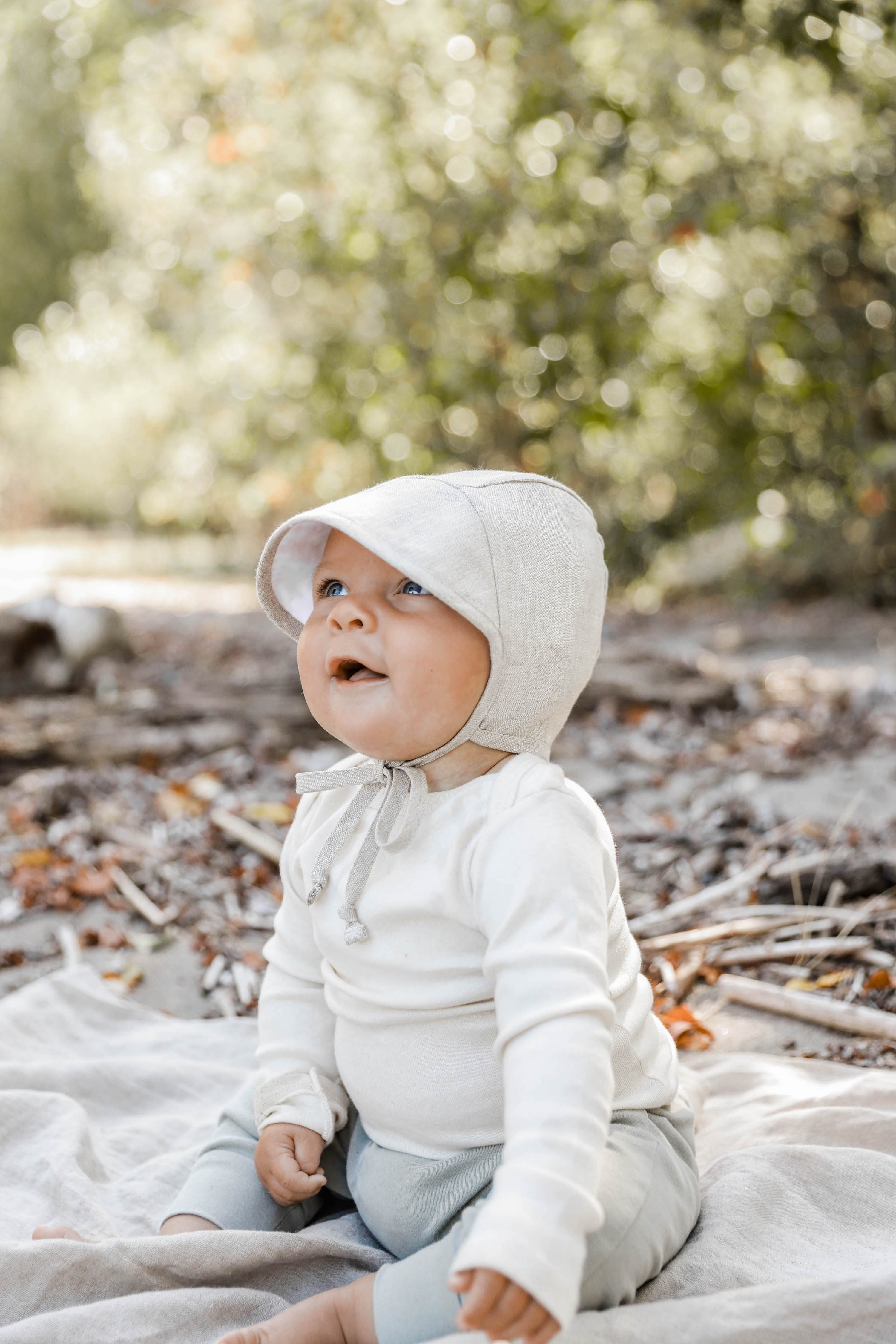 Brimmed Sand Linen Bonnet Cotton-Lined Bonnets Briar Baby®   