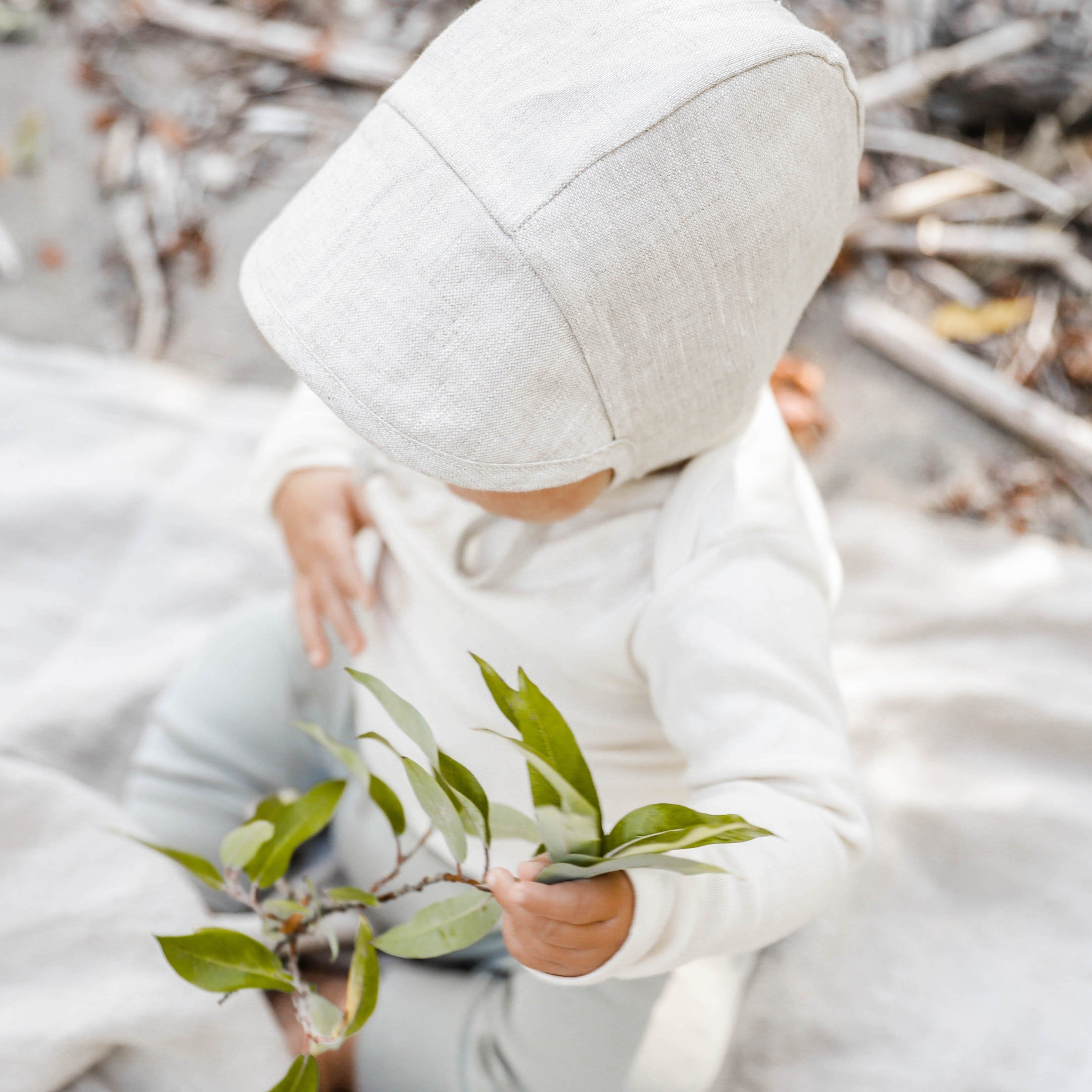 Brimmed Sand Linen Bonnet Cotton-Lined Bonnets Briar Baby®   