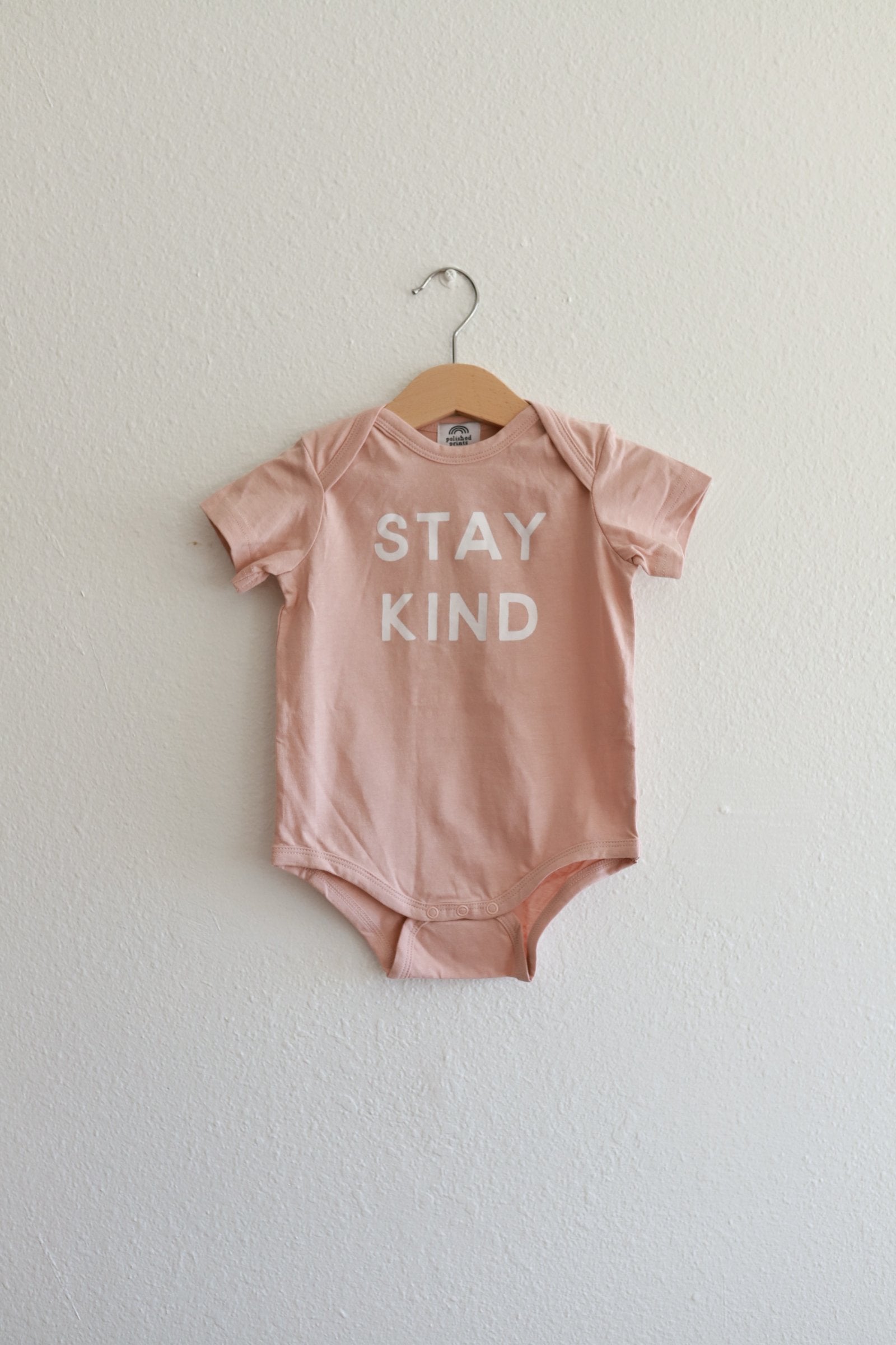 Stay Kind Organic Baby Bodysuit Baby Bodysuit Polished Prints 3mo (NB) Rose Dust 