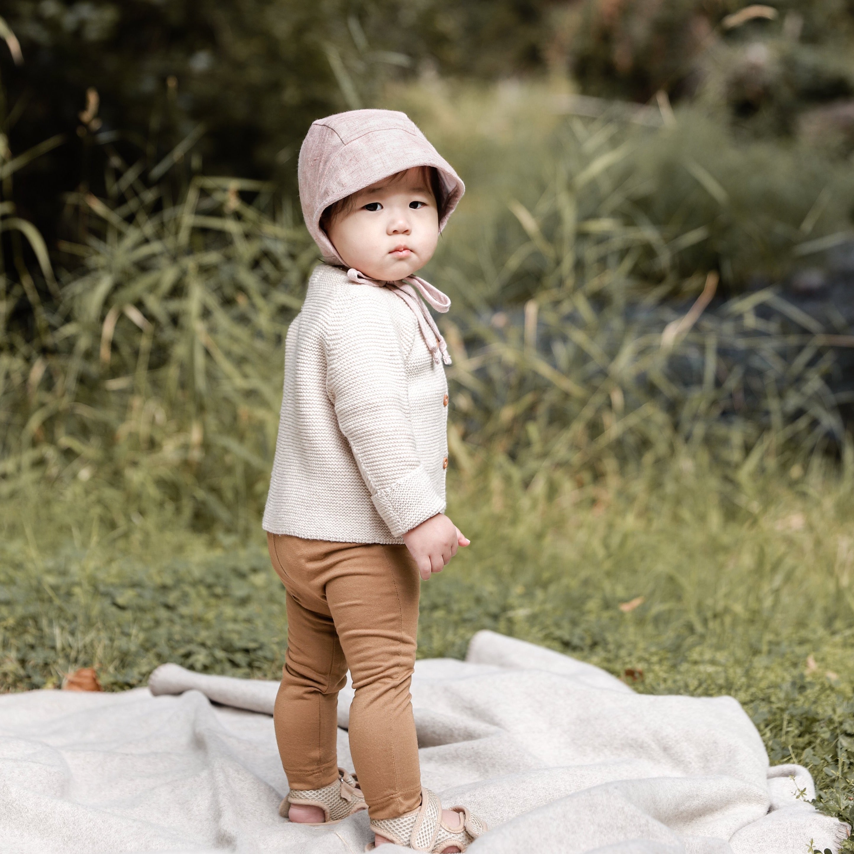 Brimmed Blush Linen Bonnet Cotton-Lined Bonnets Briar Baby®   