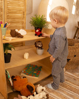 montessori wooden toy shelf