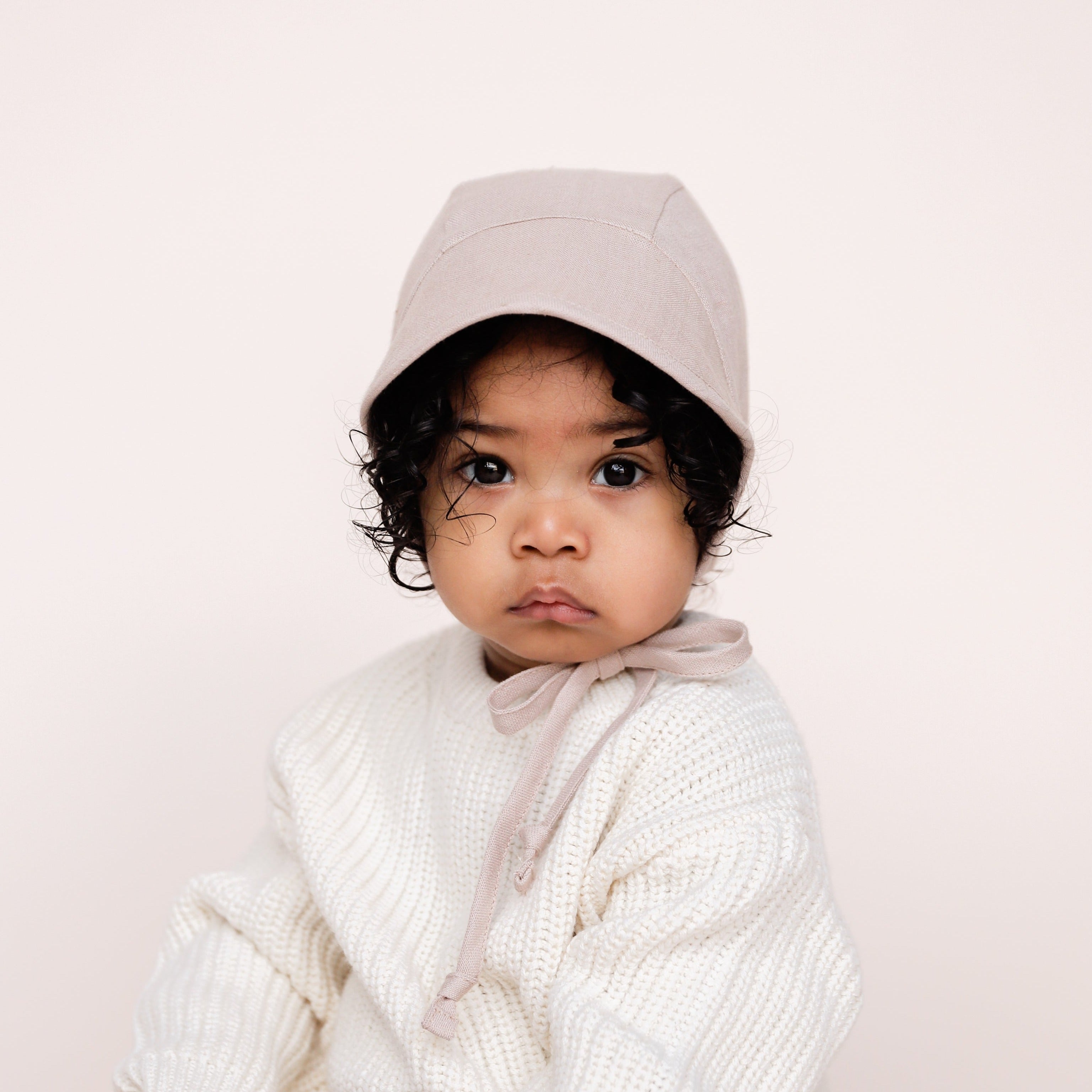 Brimmed Just Beige Linen Bonnet Cotton-Lined Bonnets Briar Baby®   