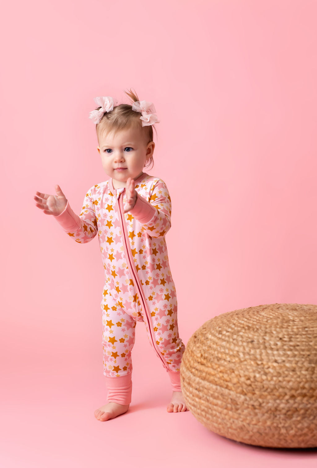 Pink Star Zipper Romper Baby & Toddler Sleepwear In my Jammers   