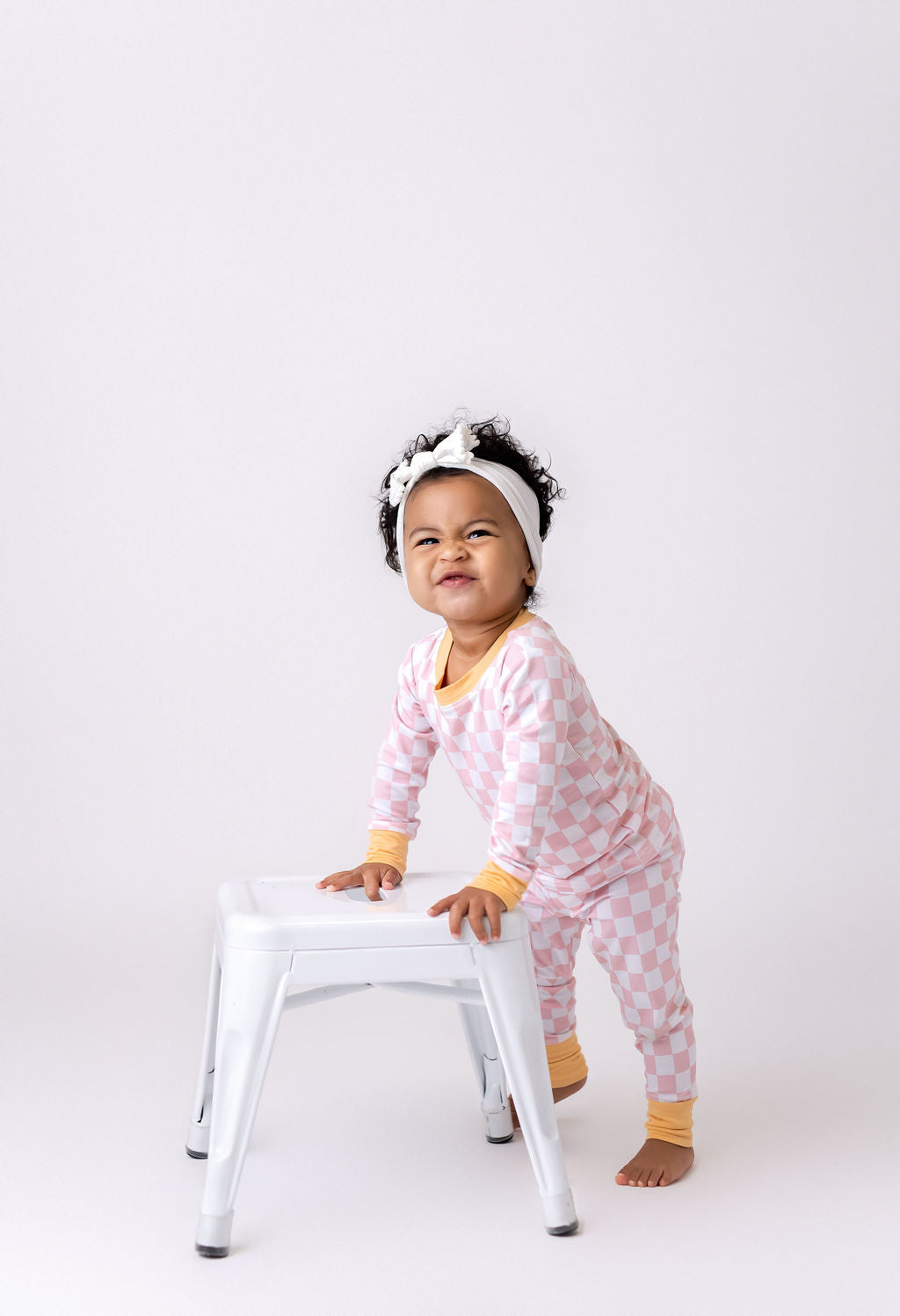 Blush Checkered Two Piece Set Baby & Toddler Sleepwear In my Jammers   