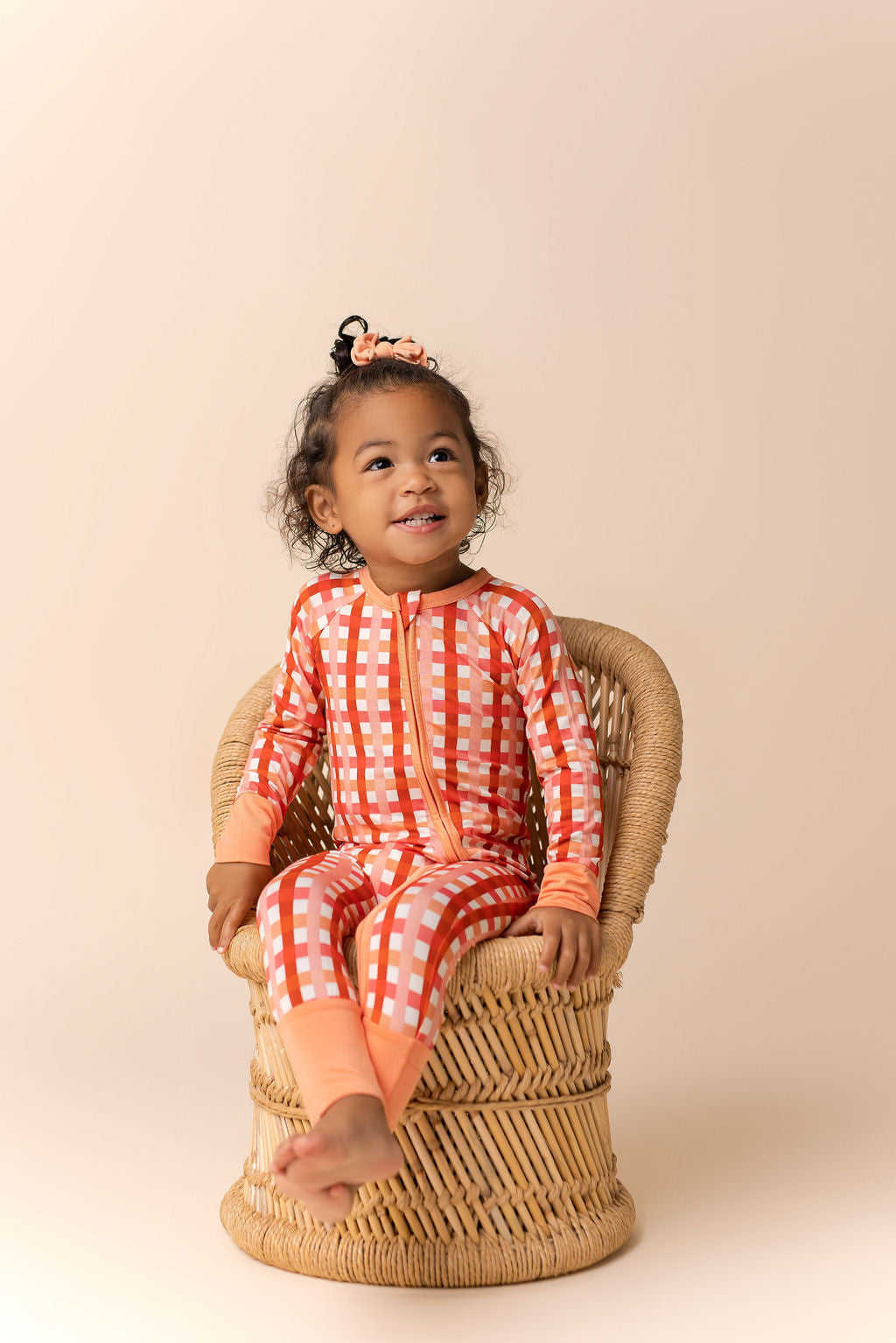 Peachy Plaid Zipper Romper Baby & Toddler In my Jammers   