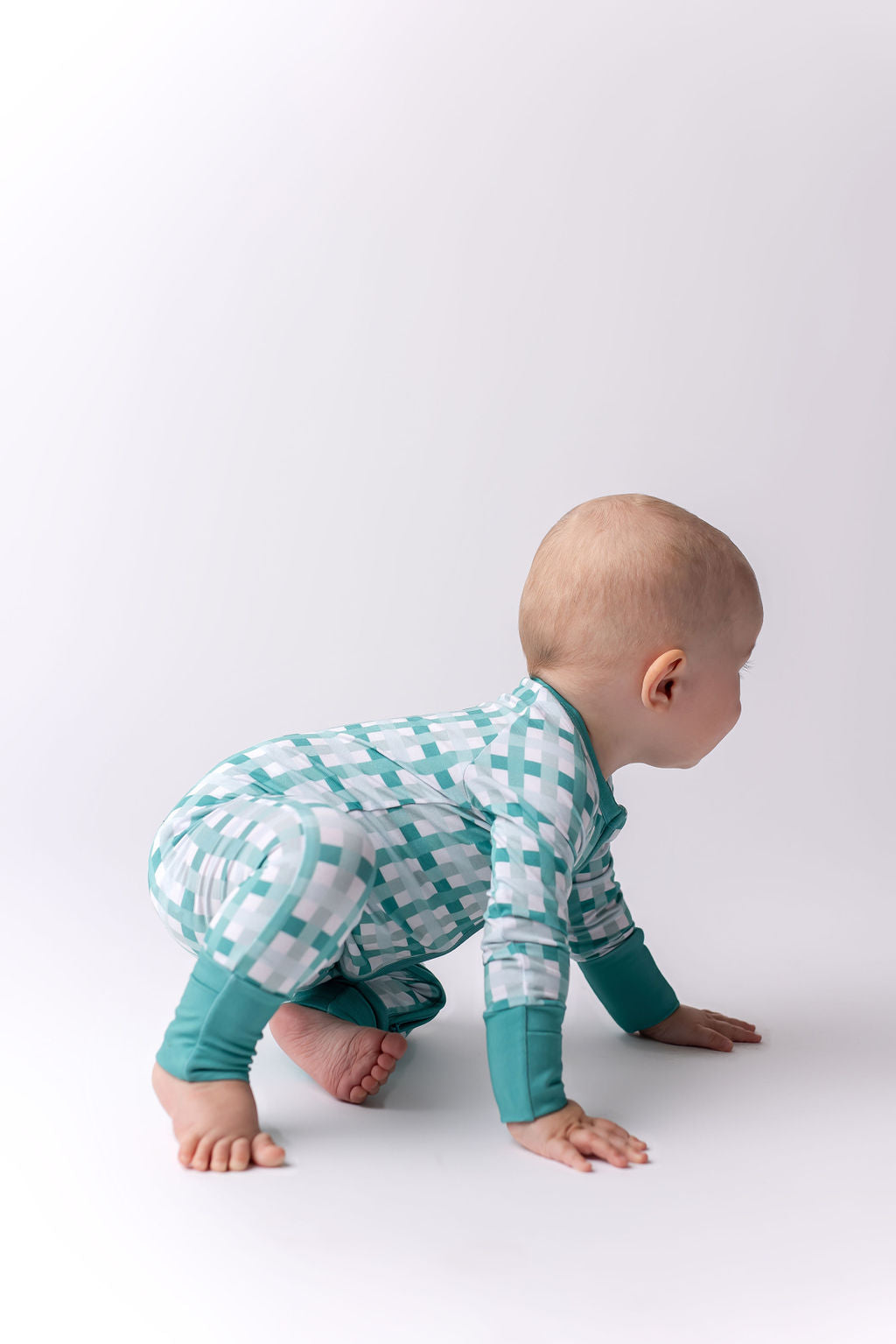 Teal Plaid Zipper Romper Baby & Toddler In my Jammers   