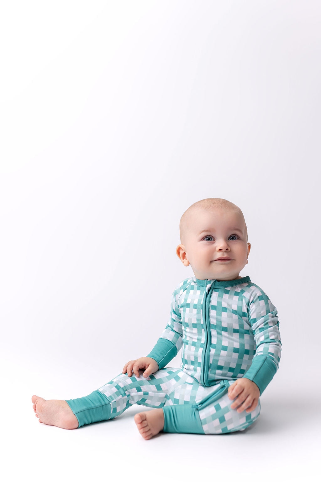 Teal Plaid Zipper Romper Baby & Toddler In my Jammers   