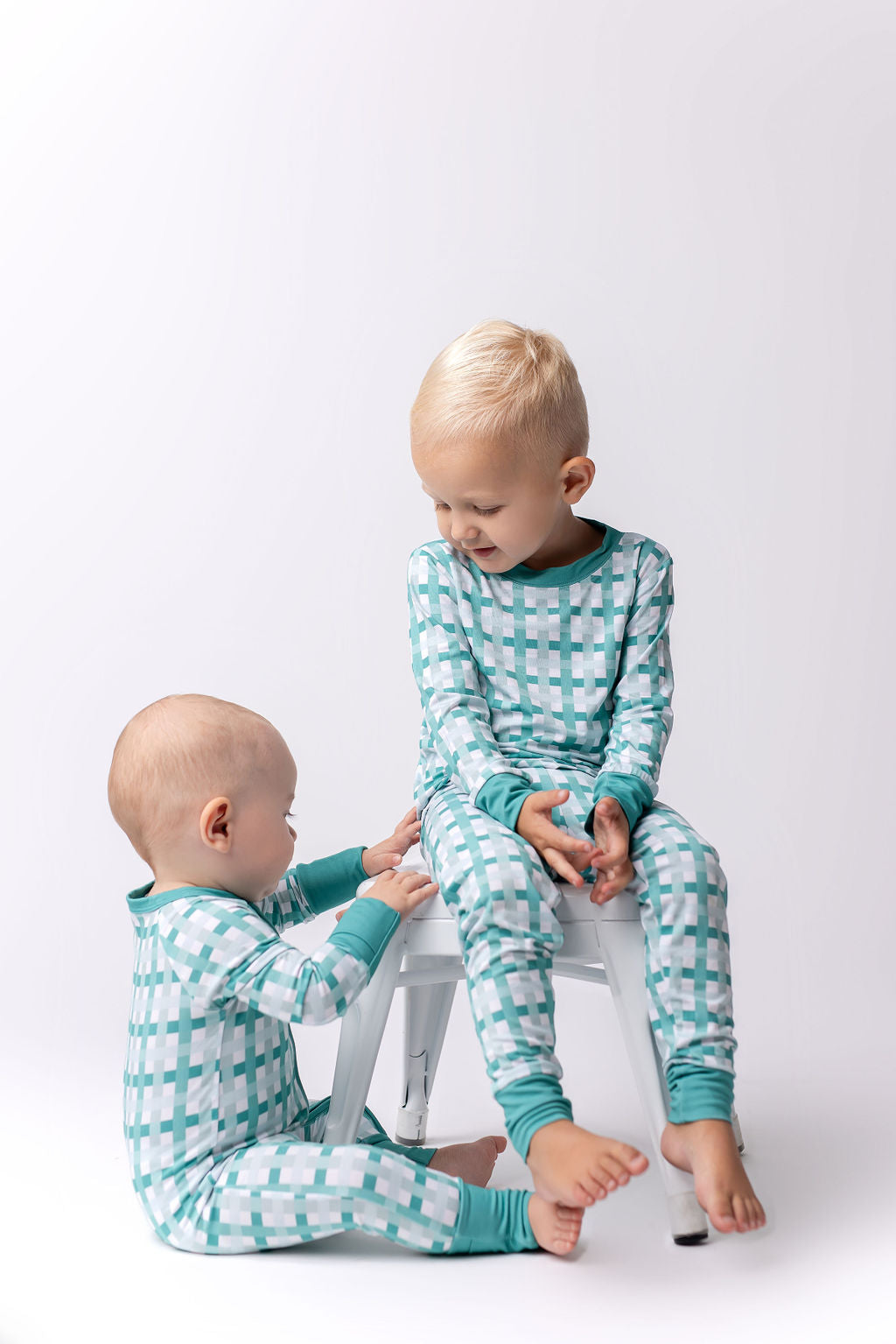 Teal Plaid Two Piece Set Baby & Toddler In my Jammers   