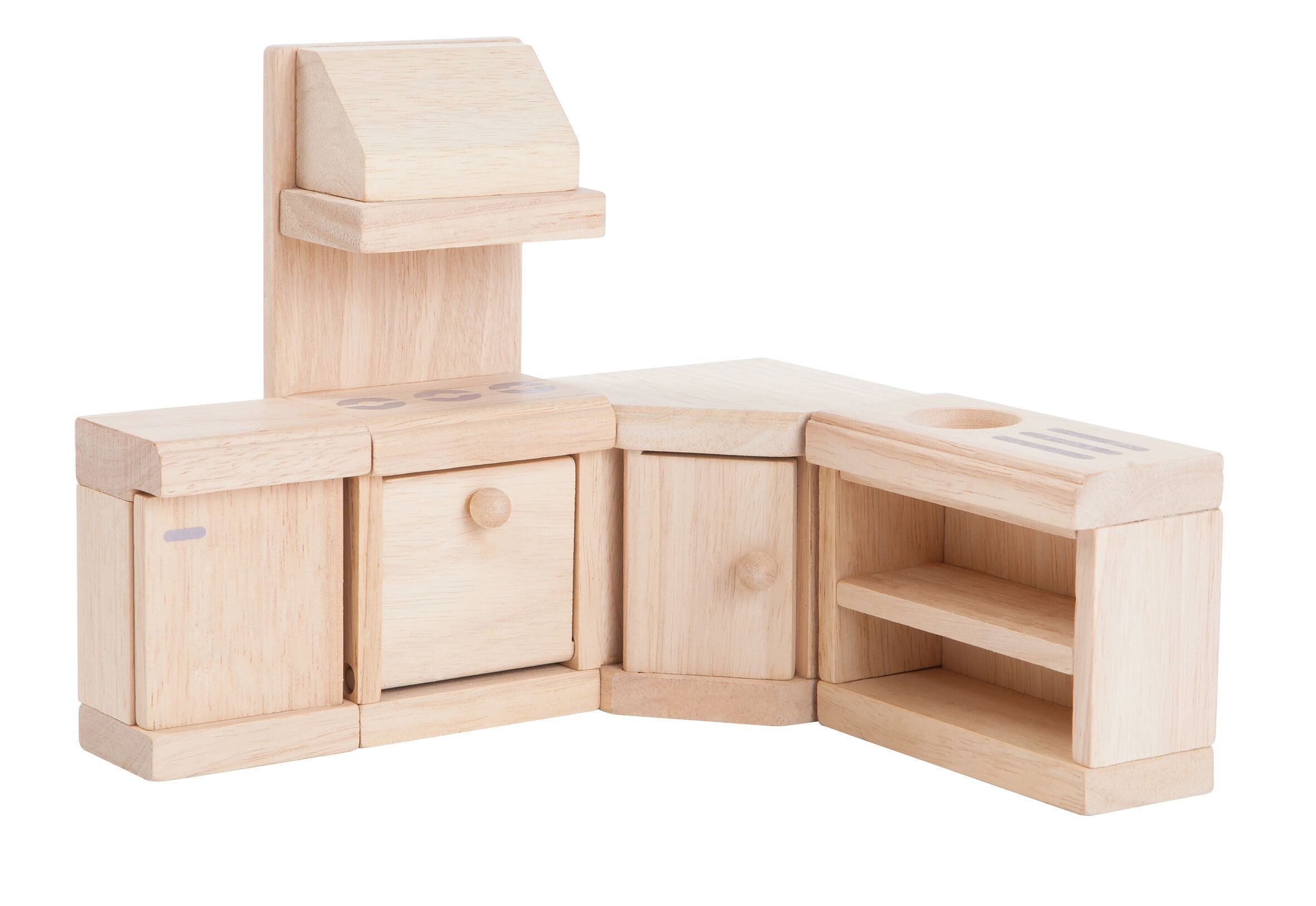 Wooden Dollhouse Kitchen Set - Classic Dollhouse Furniture PlanToys   