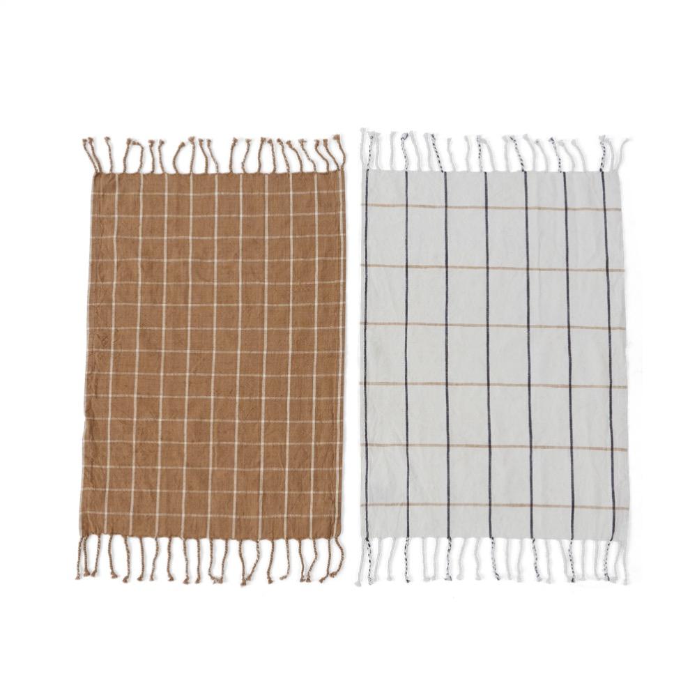 Gobi Tea Towel - 2 Pcs/Pack - Camel / Offwhite  OYOY   