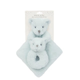 BLUE LUXE BEAR LOVIE AND RATTLE SET