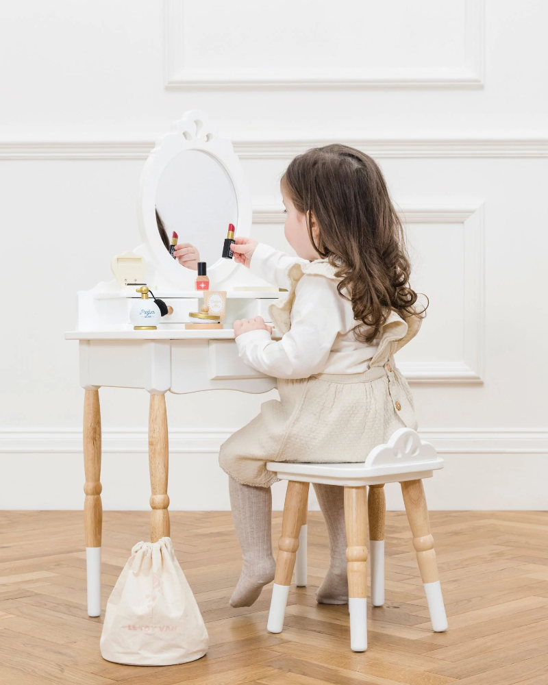 WoodenEdu Kids Vanity Set with Mirror and Stool, Beauty Makeup Vanity Table  and Chair Set for Toddlers and Kids, White - AliExpress