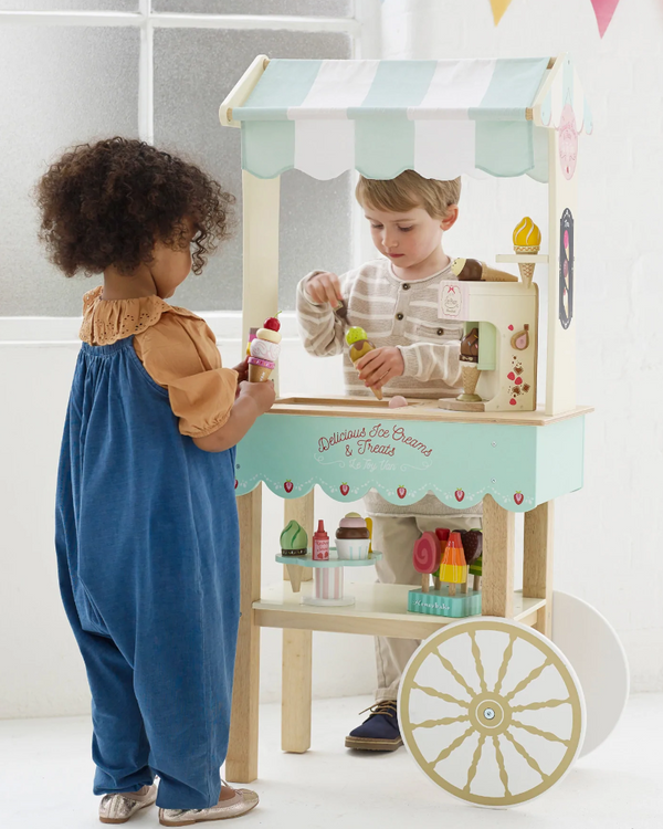 Le Toy Van Wooden Ice Cream Maker Wooden Ice Cream Trolley Toddler Nursery Playroom Bedroom Kids