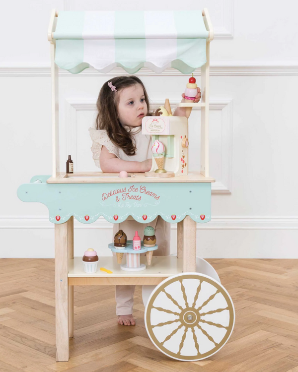 Le Toy Van Wooden Toddler Ice Cream Trolley Cart Moveable Mobile Classic Playroom Bedroom Nursery