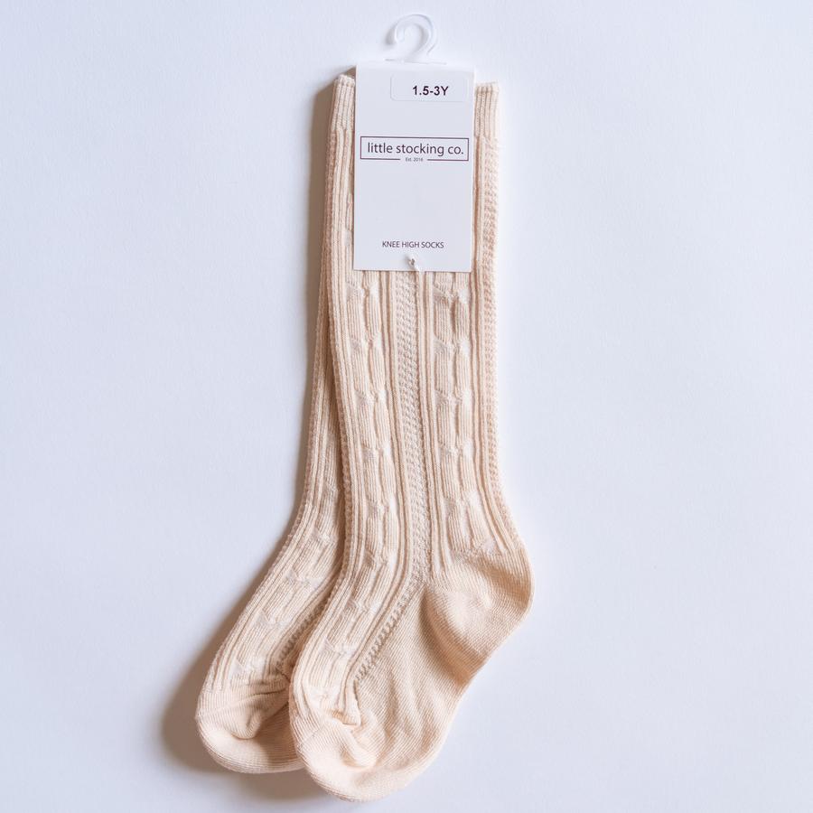 Vanilla Cream Cable Knee High Socks Socks Little Stocking Co   