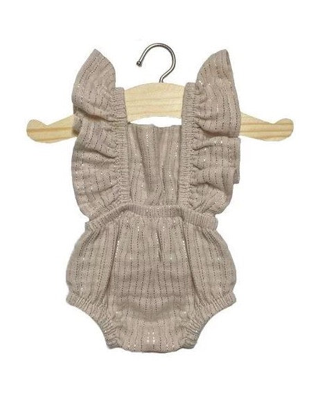 Lou retro romper in beige Lurex double gauze cotton Doll Clothing Minikane   