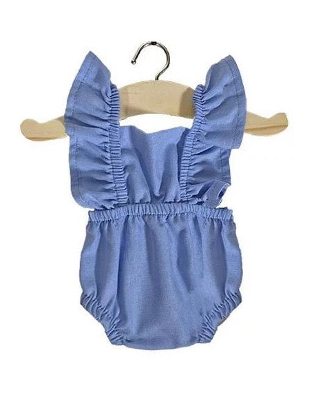 Lou retro cotton romper Sky blue Doll Clothing Minikane   