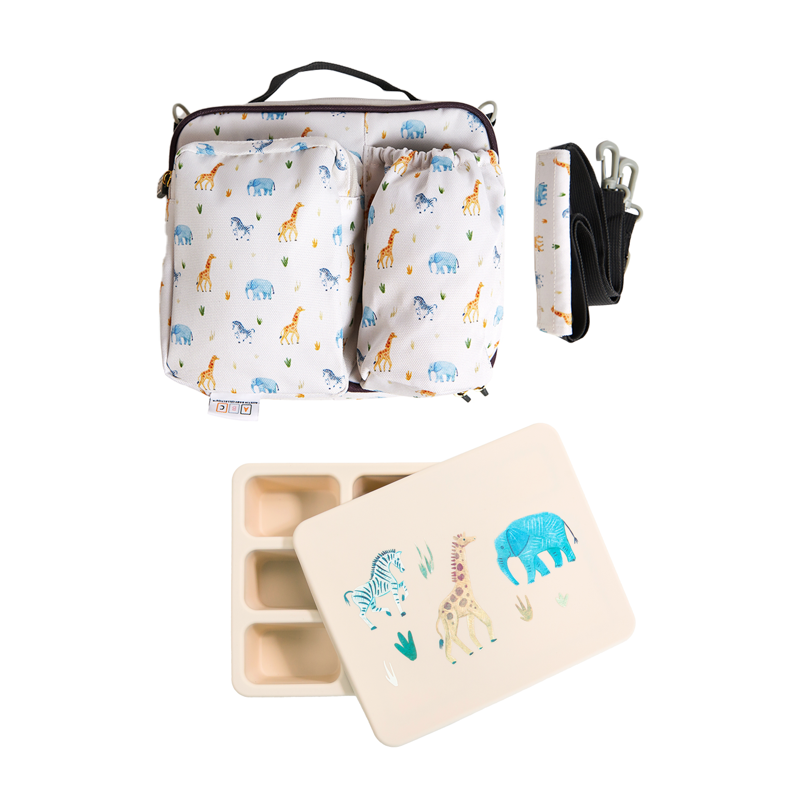 Bento and Lunch Bag Set Safari (Lunch Bag Avail at The Container Store)  Austin Baby Collection   