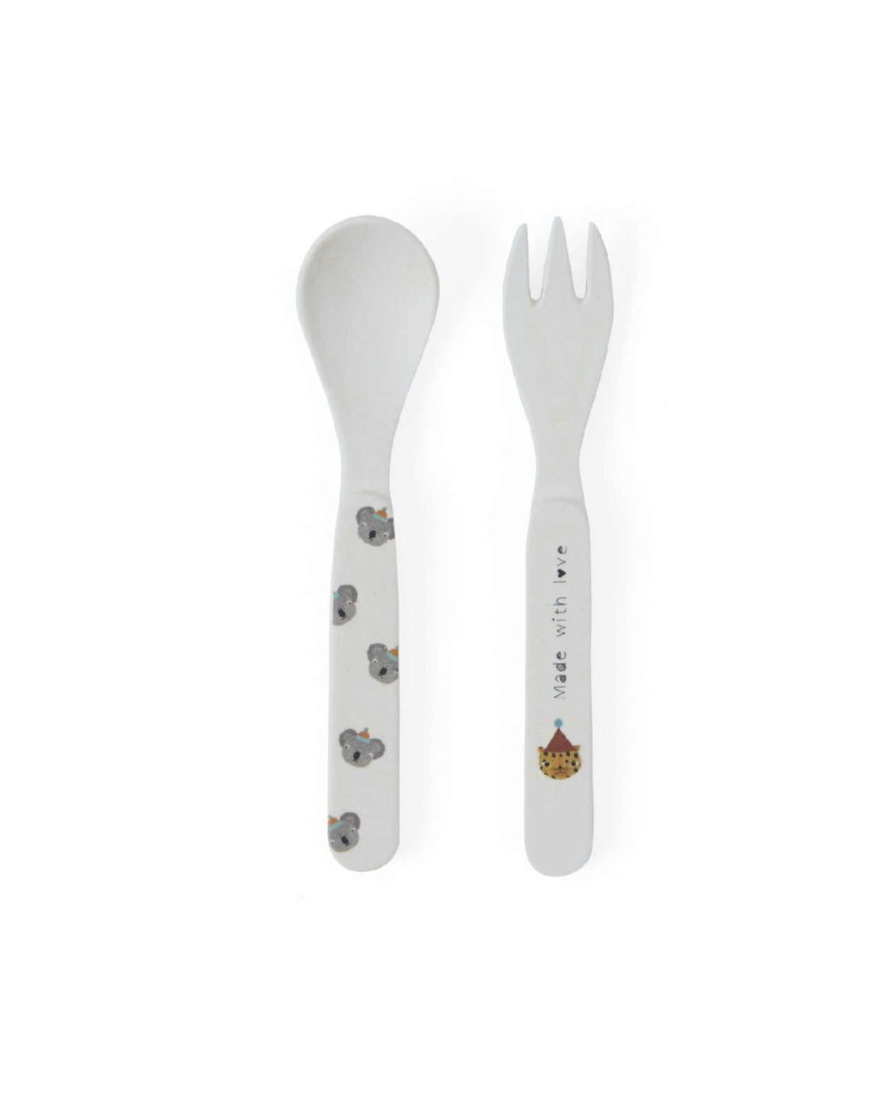 Hathi Bamboo Fork & Spoon - Off white Baby Essentials OYOY   