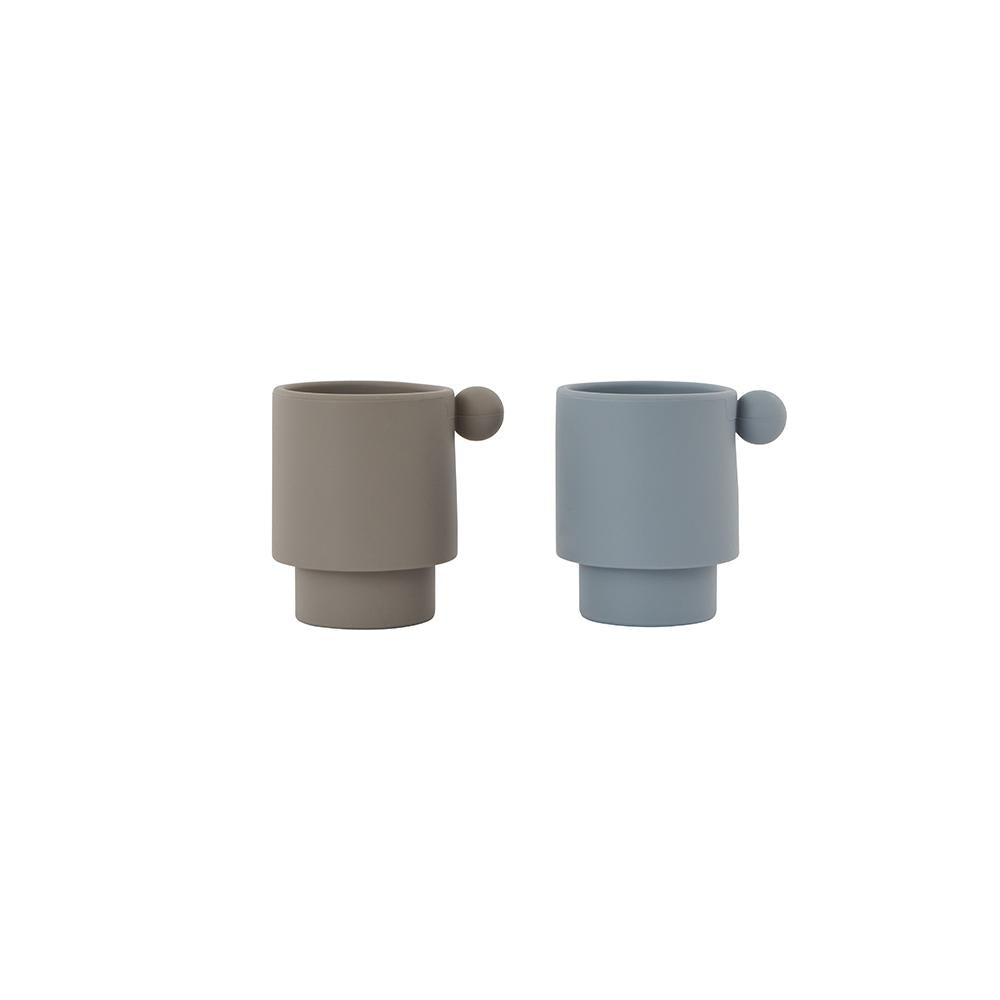 Tiny Inka Cup - Set Of 2 - Dusty Blue / Clay Feeding OYOY   