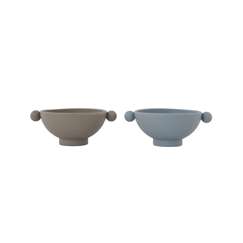 Tiny Inka Bowl - Set Of 2 - Dusty Blue / Clay Feeding OYOY   