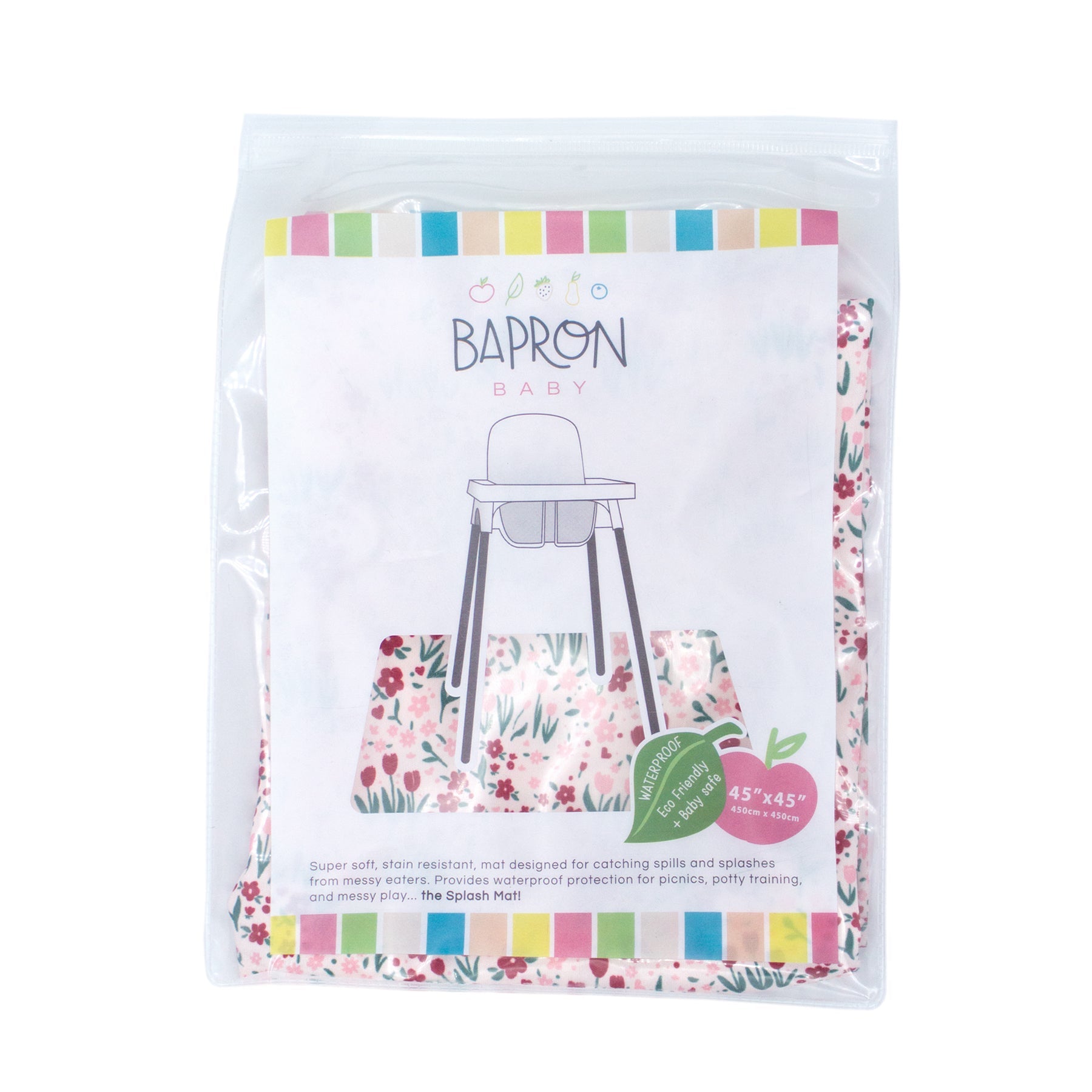 Blushing Blooms Splash Mat - A Waterproof Catch-All for Highchair Spills and More!  BapronBaby   