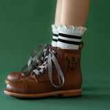 Midi Socks Black Stripe Lace