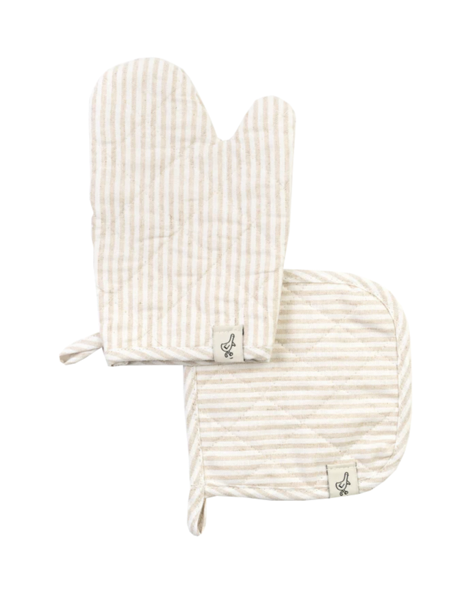 Play Oven Mitt Set Pretend Play Milton & Goose Tan / White  