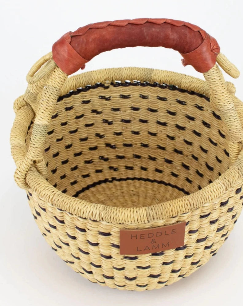 Ejo Mini Bolga Basket - Brown Handle Baskets Heddle & Lamm   