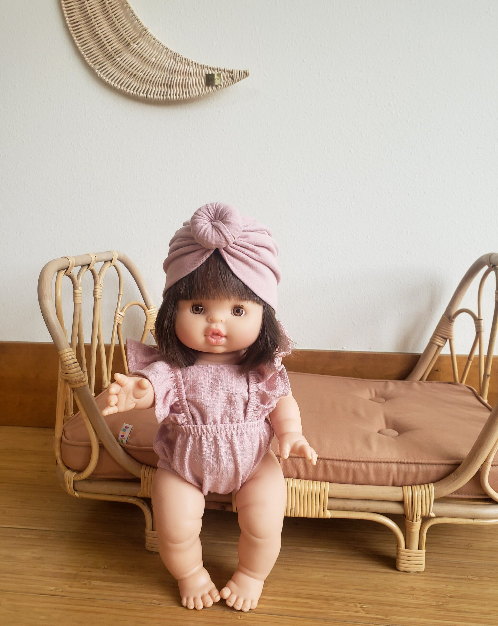 Lou Retro Washed Linen Romper Old Pink Doll Clothing Minikane   